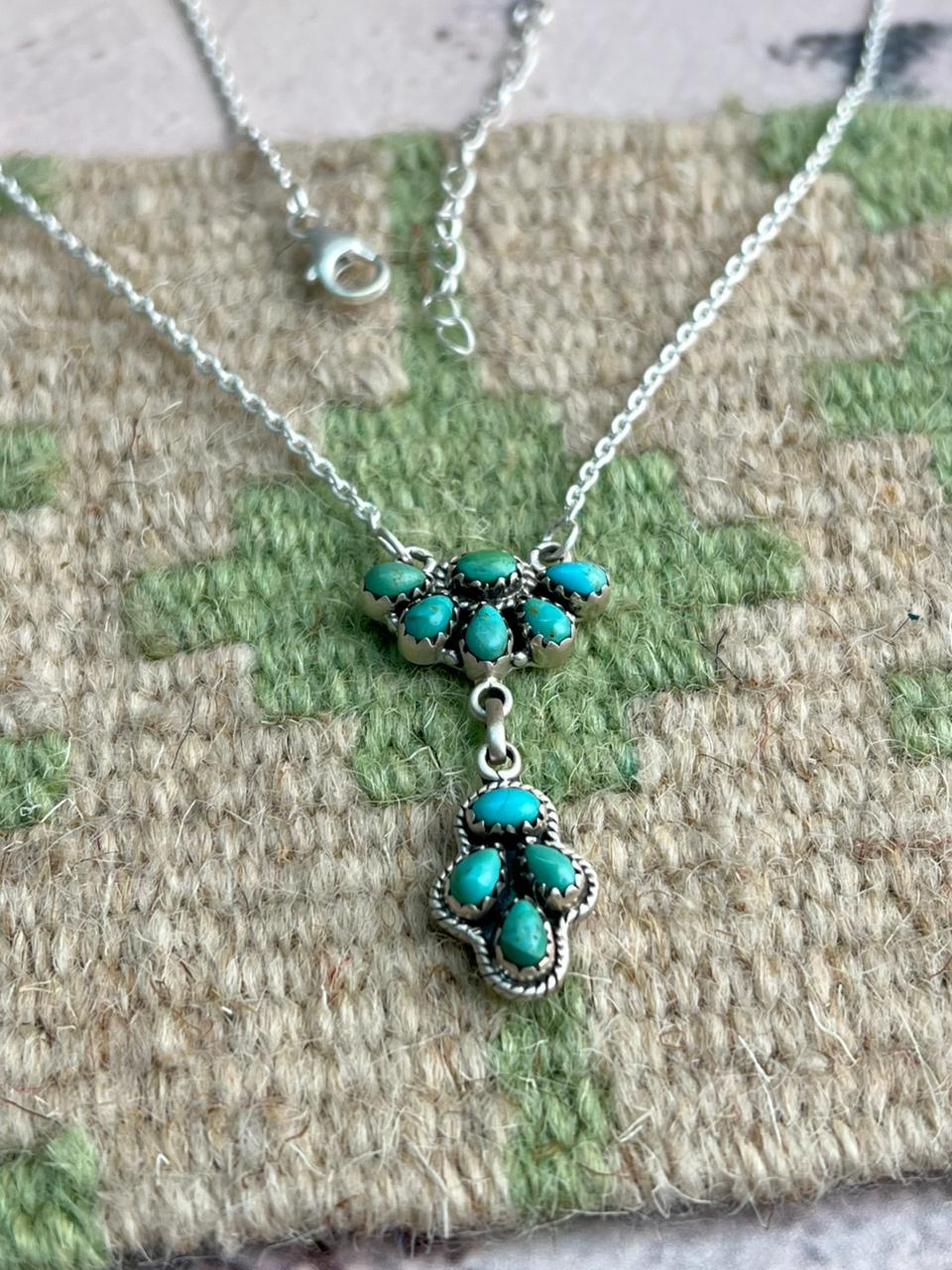 Handmade Sterling Silver Kingman Turquoise  Necklace "Signed Nizhoni"