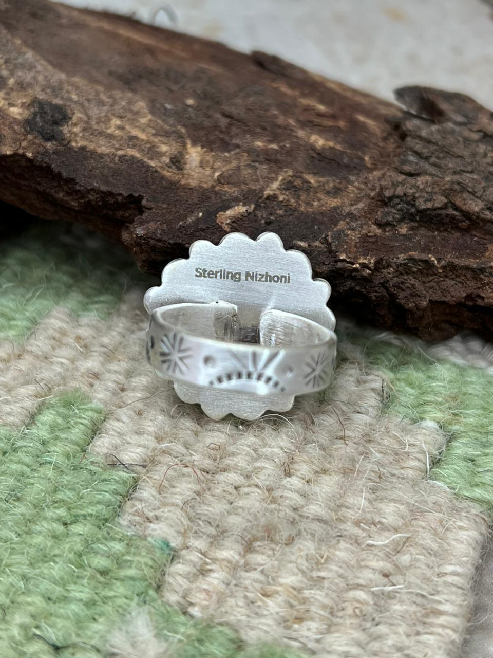 Handmade Sterling Silver Wildhorse Magnesite Adjustable Ring "Signed Nizhoni"