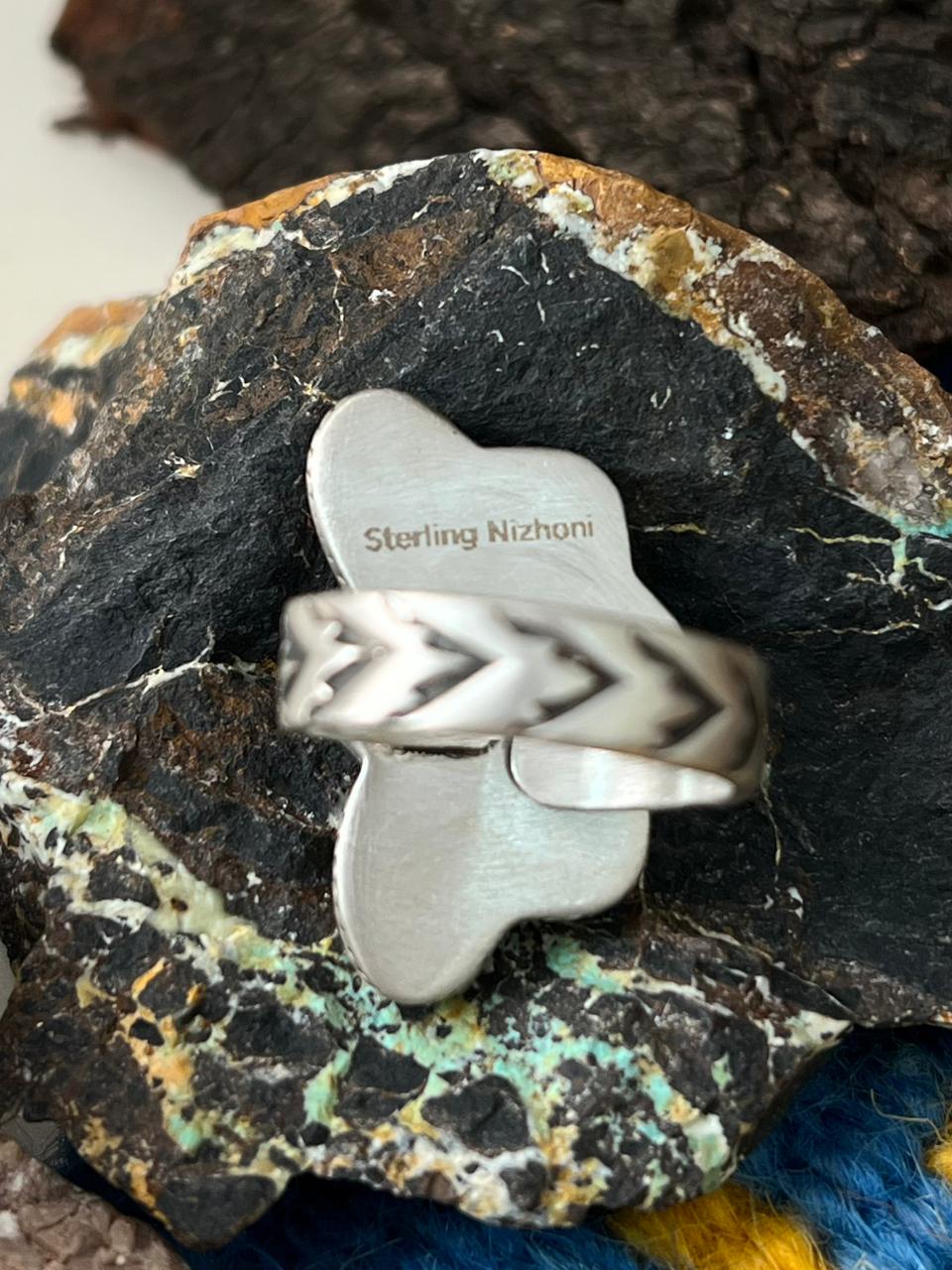 Handmade Sterling Silver Lapis Adjustable Ring "Signed Nizhoni"