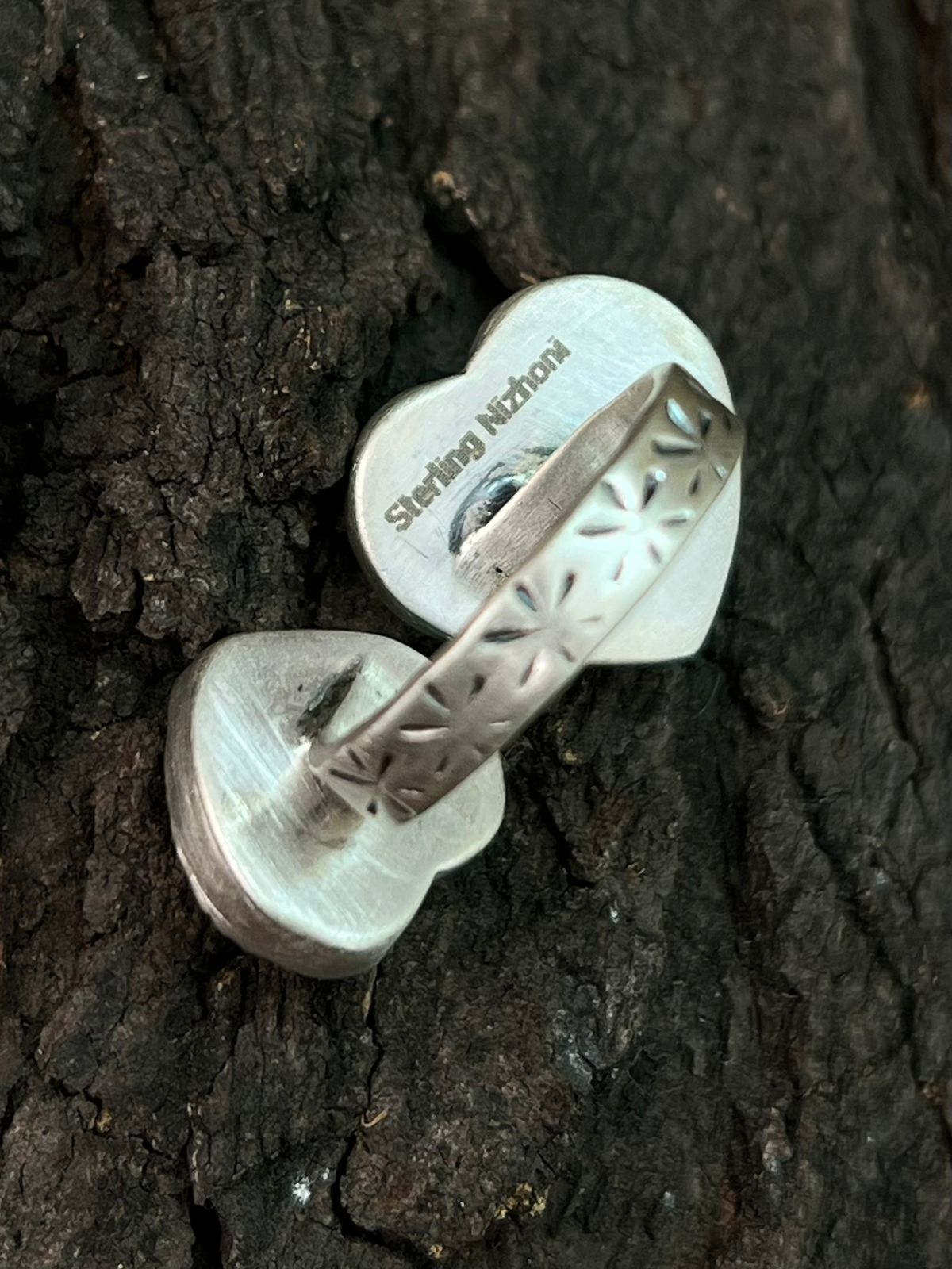 Handmade Sterling Silver Cotton Candy Heart Shape Adjustable Ring "Signed Nizhoni"