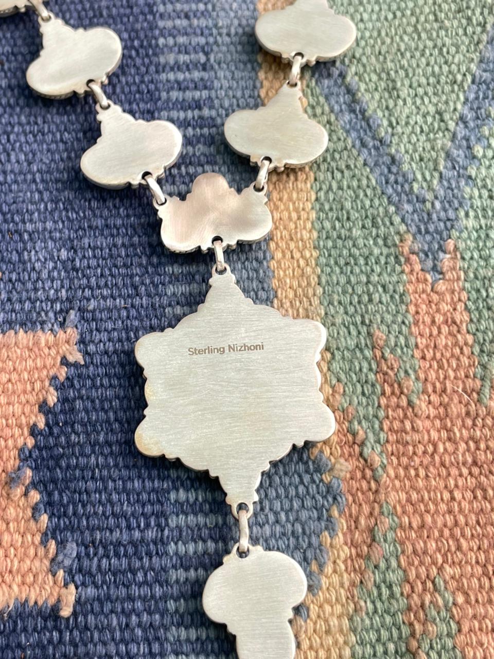 Handmade Sterling Silver White Buffalo Necklace "Signed Nizhoni"