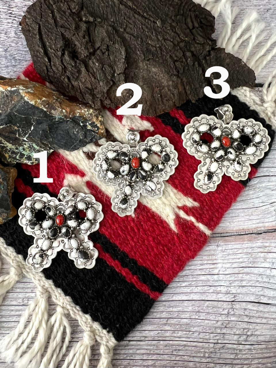 "Christmas Collection" Handmade Sterling Silver White Buffalo with Coral Pendant "Signed Nizhoni"