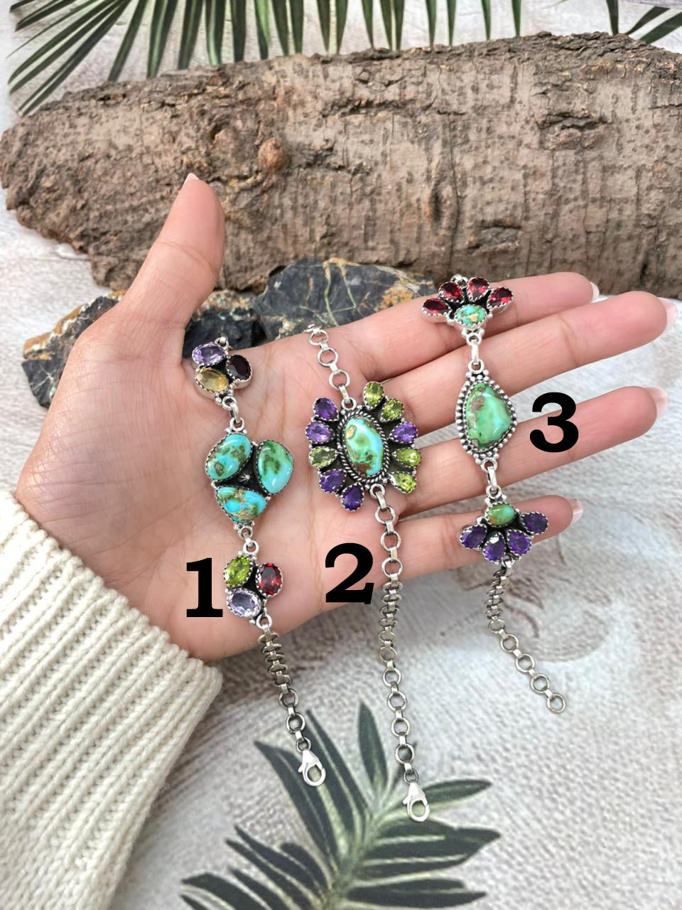 Handmade Sterling Silver Sonoran with Cut Stone Bracelet "Signed Nizhoni"