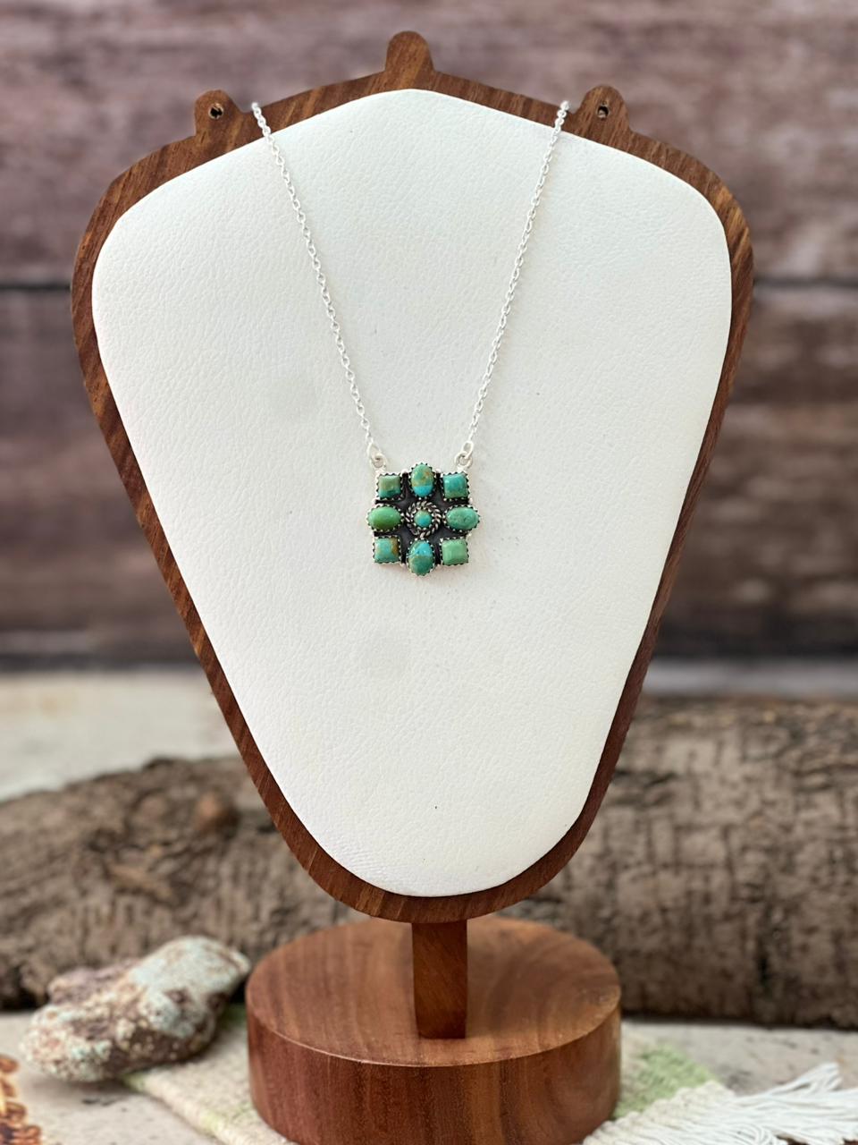 Handmade Sterling Silver Kingman Turquoise Necklace "Signed Nizhoni"