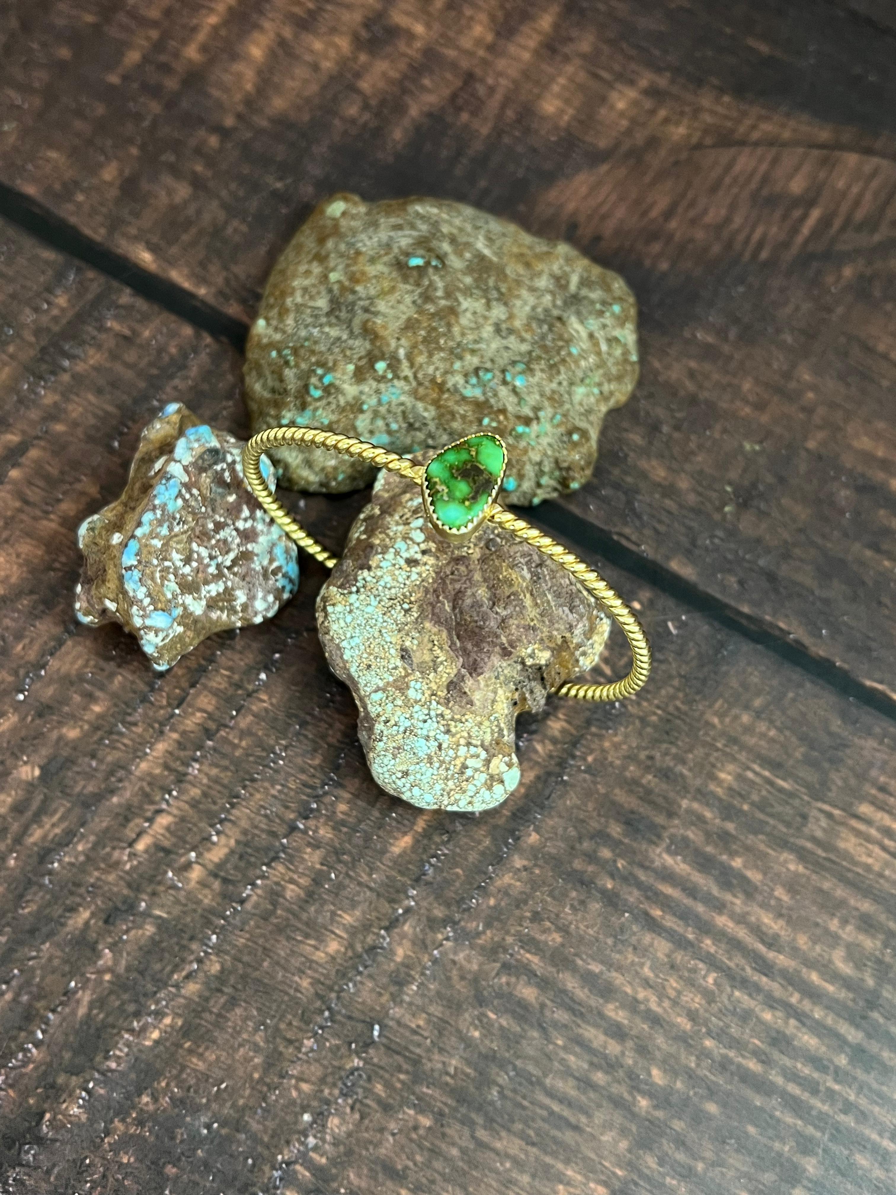 “The Golden Collection” Handmade Gold Plated Sterling Silver Natural Sonoran Mountain Turquoise Bracelet