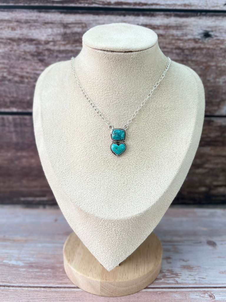 Handmade Sterling Silver White Water Turquoise Necklace with Signed Nizhoni