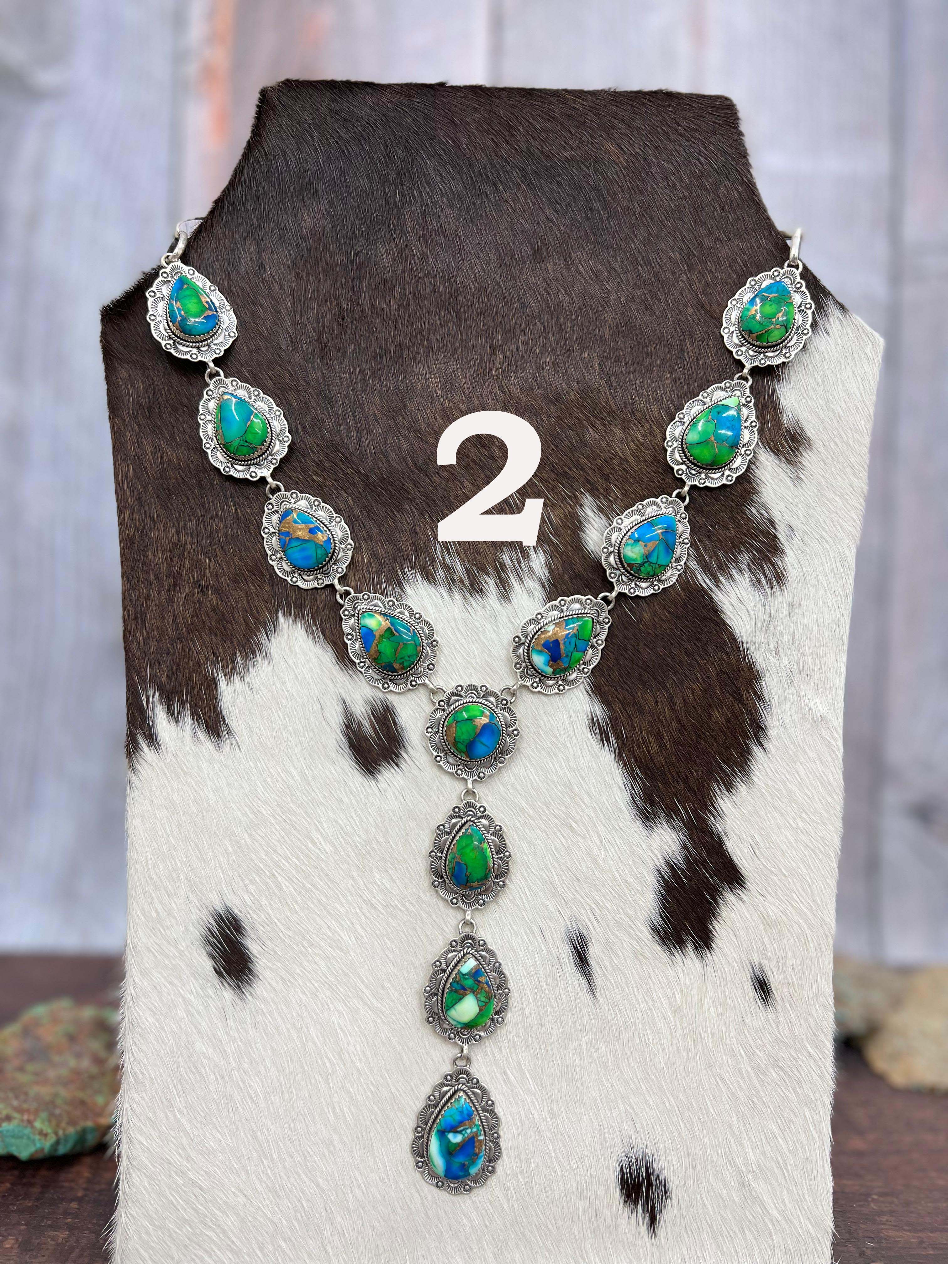 Handmade Sterling Silver Peacock Dahlia Necklace with Signed Nizhoni