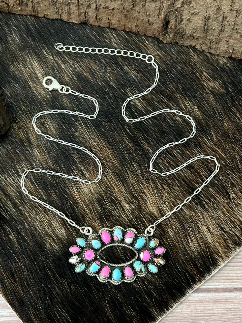 Handmade Sterling Silver Cotton Candy Necklace "Signed Nizhoni"