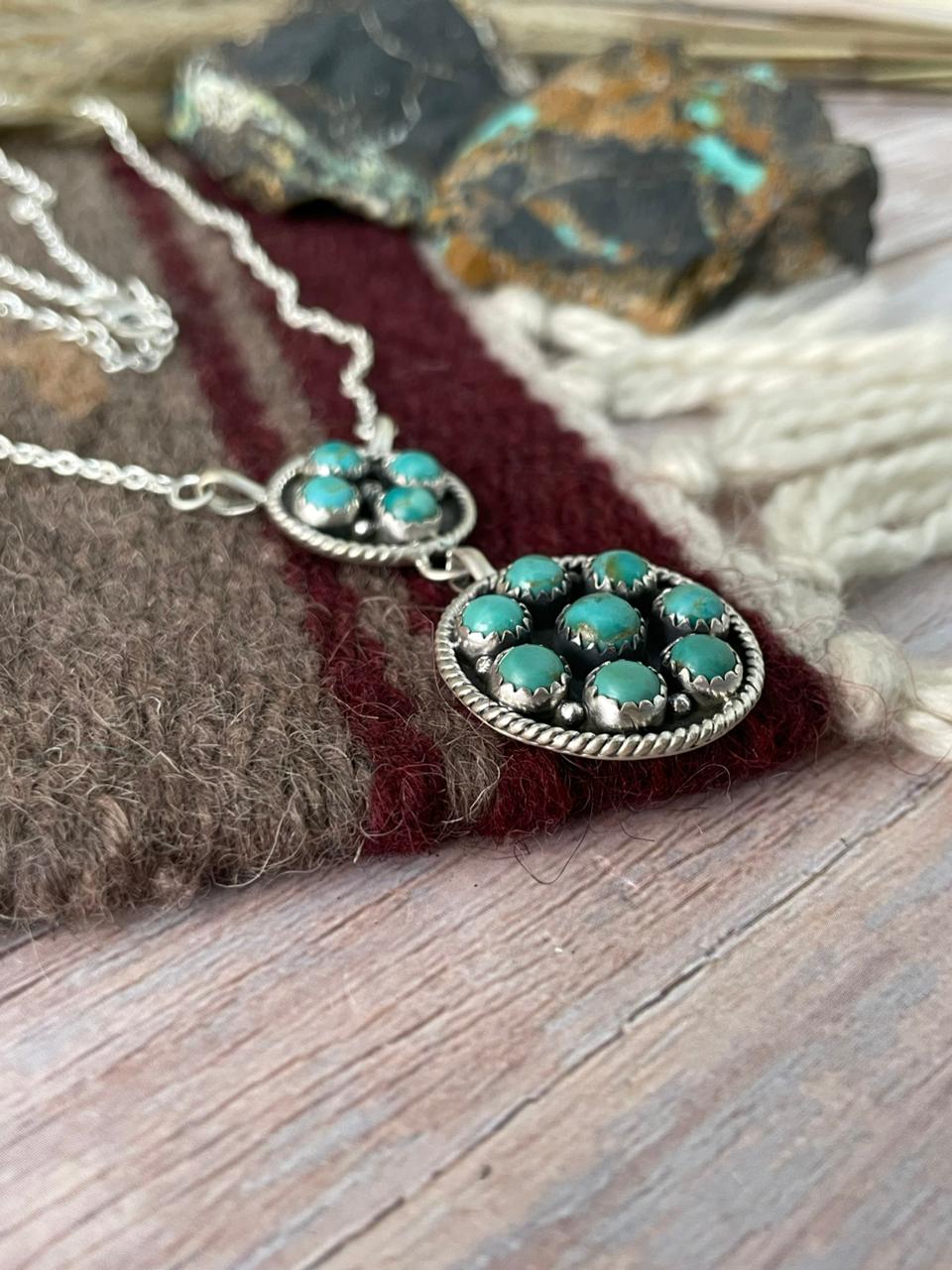 Handmade Sterling Silver Kingman Turquoise Necklace "Signed Nizhoni"