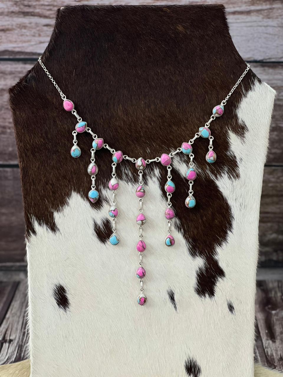 Handmade Sterling Silver Cotton Candy Necklace "Signed Nizhoni"