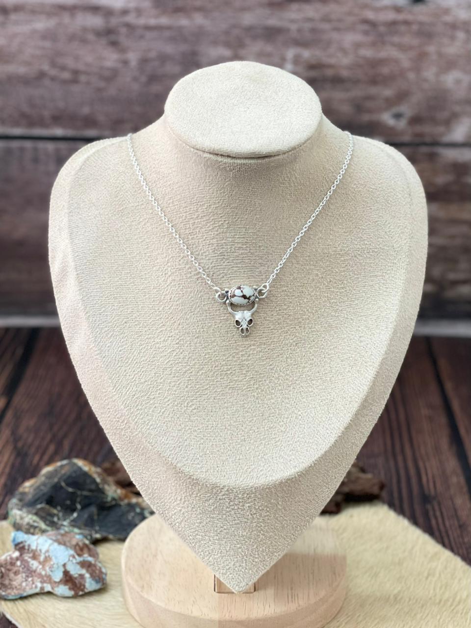 Handmade Sterling Silver Wildhorse Magnesite Necklace "Signed Nizhoni"