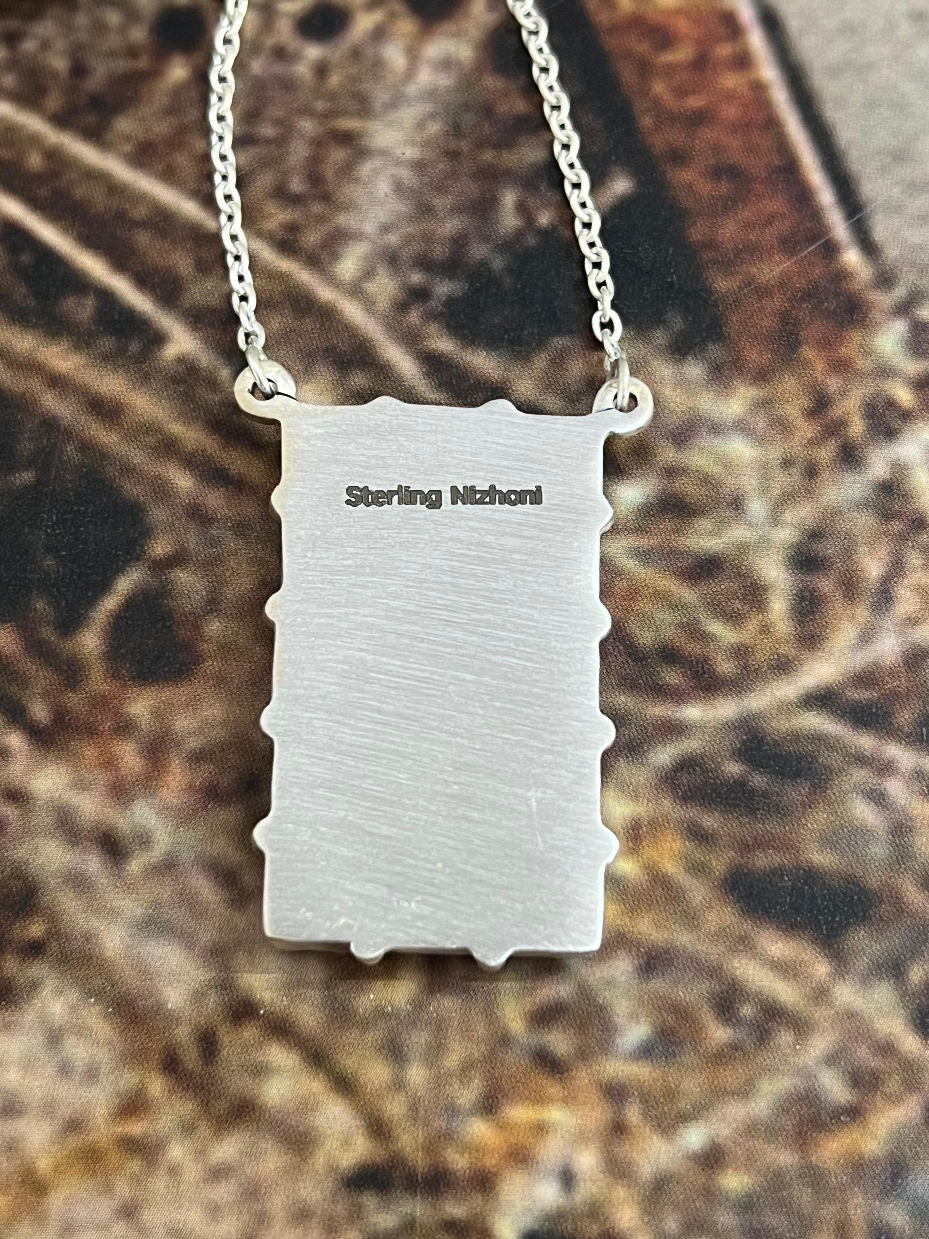 Handmade Sterling Silver White Buffalo Necklace with Signed Nizhoni (2)