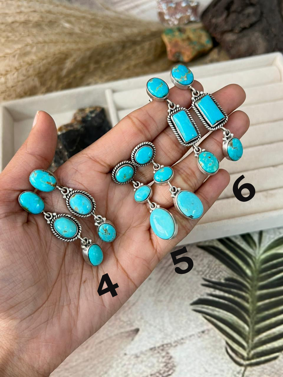 Handmade Sterling Silver Santa Maria Turquoise Post Dangle Earrings "Signed Nizhoni"