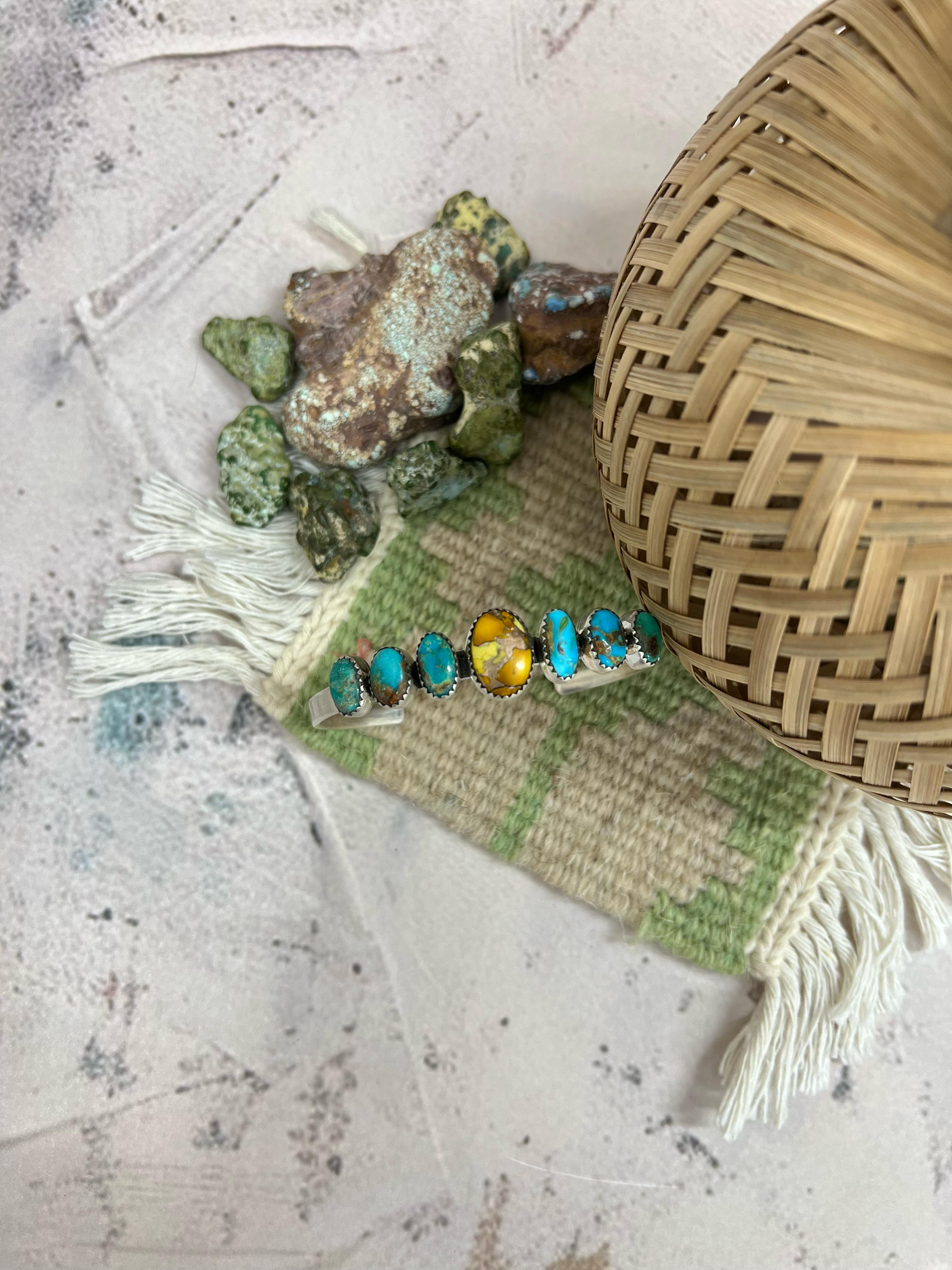 Handmade Sterling Silver Honey Dahlia with South Hill Bracelet with Signed Nizhoni