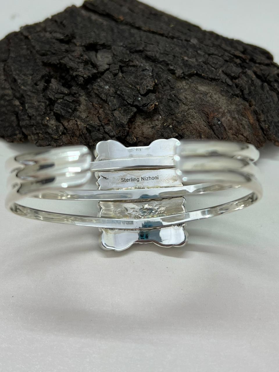 Handmade Sterling Silver Cobblestone Cuff Bracelet "Signed Nizhoni"