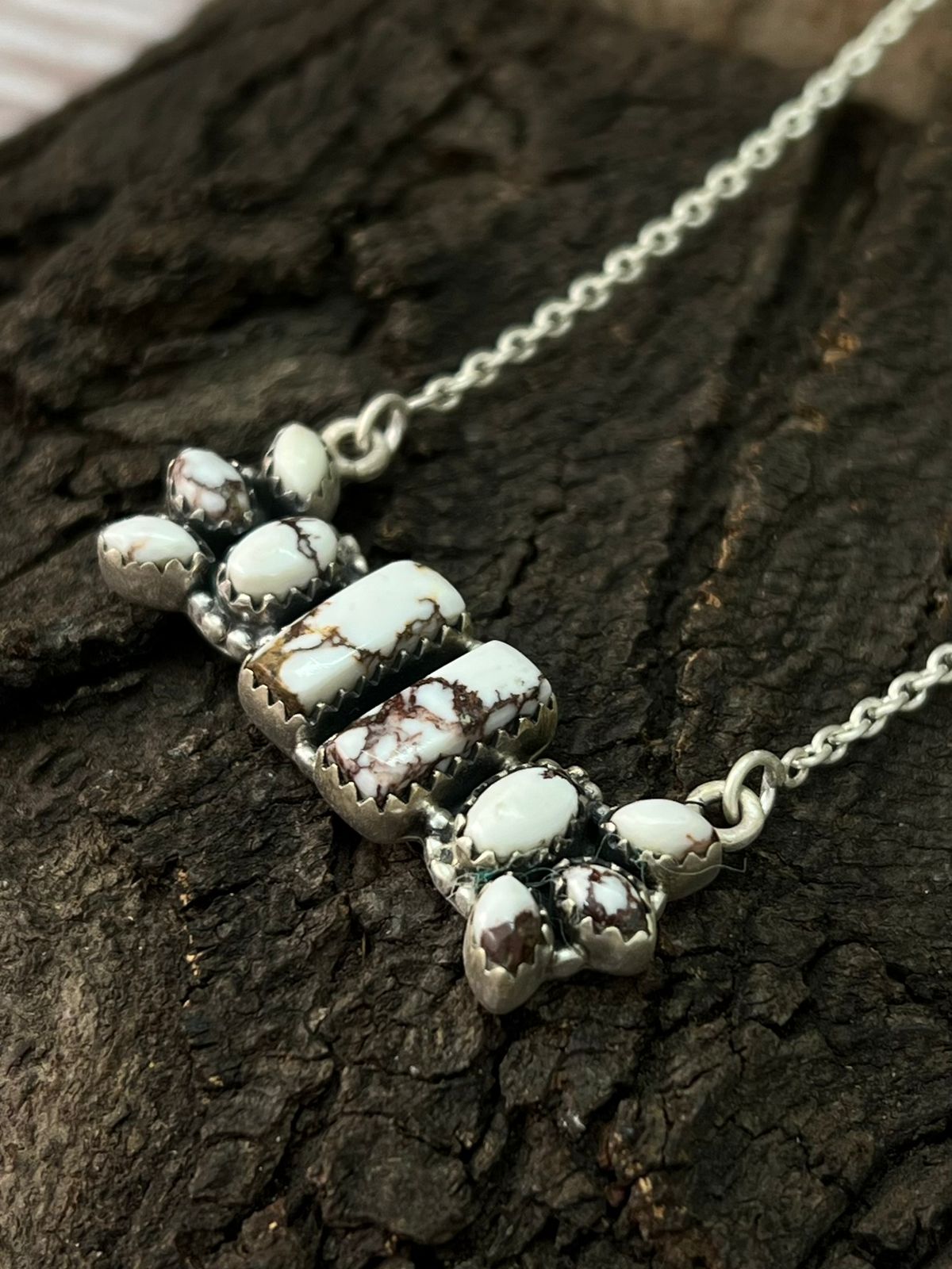 Handmade Sterling Silver Wildhorse Magnesite Necklace "Signed Nizhoni"