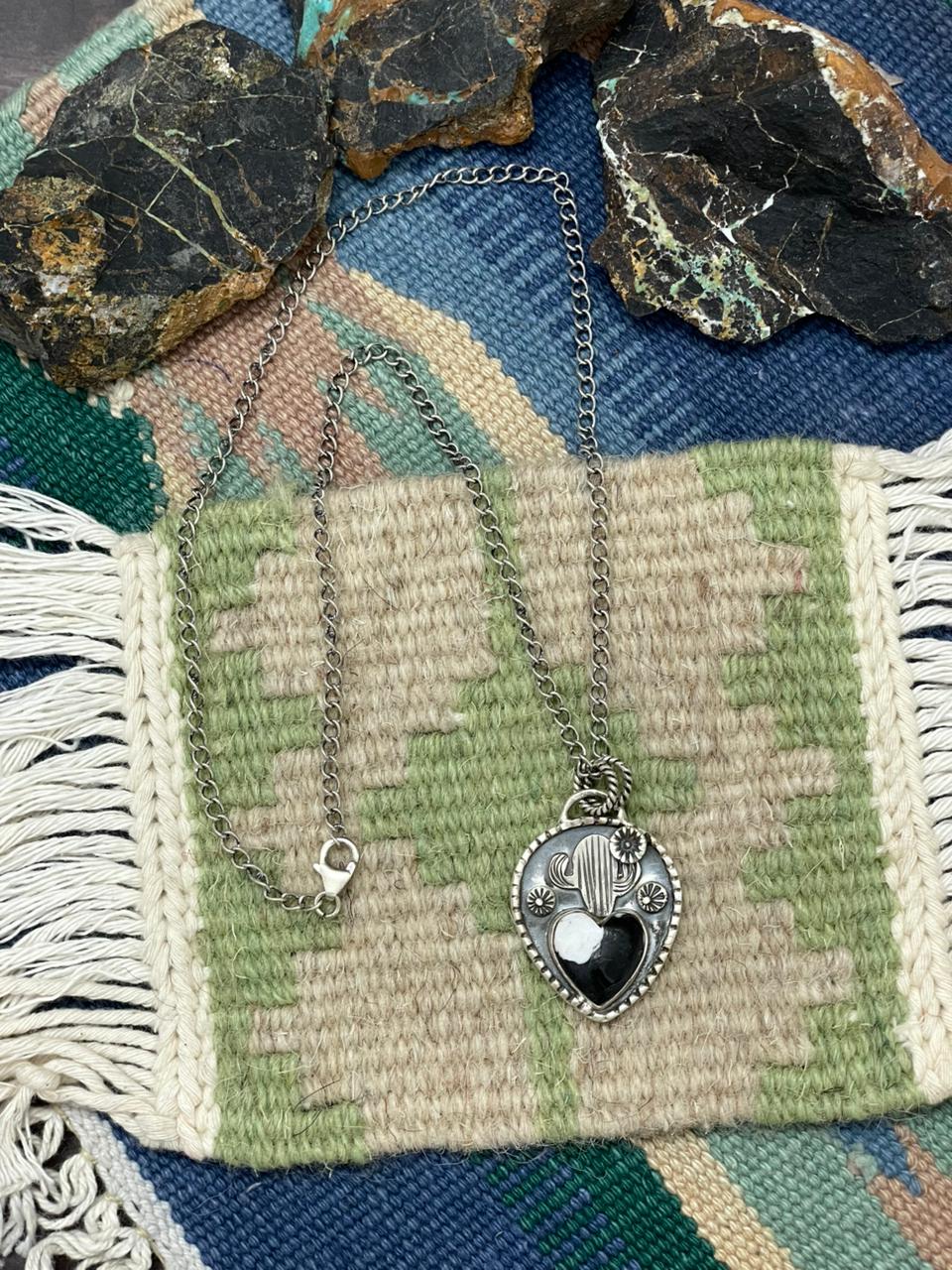 Handmade Sterling Silver White Buffalo Necklace "Signed Nizhoni"