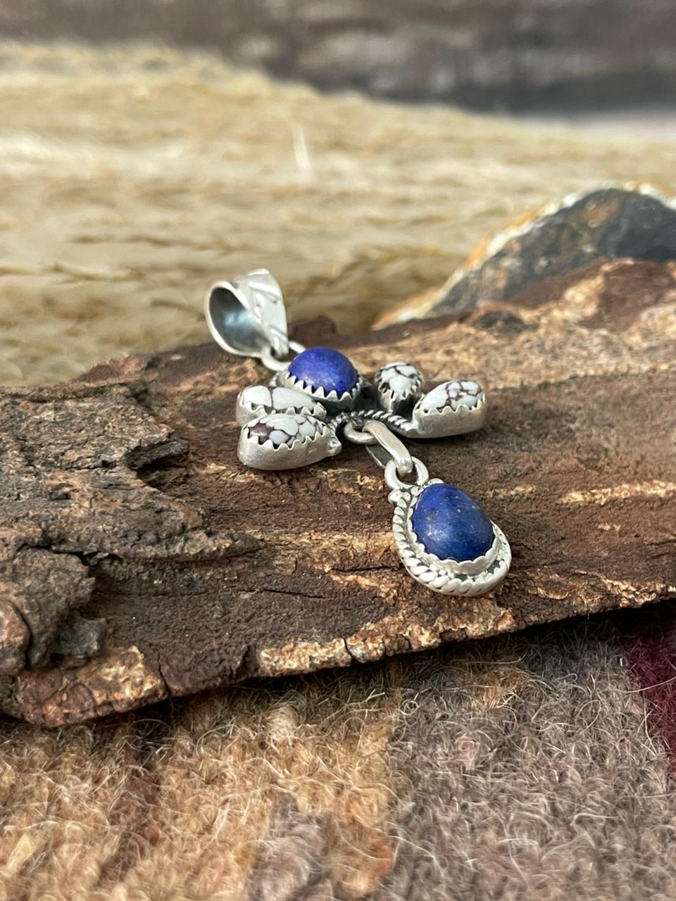 Handmade Sterling Silver Wild Horse with Lapis Pendant "Signed Nizhoni"