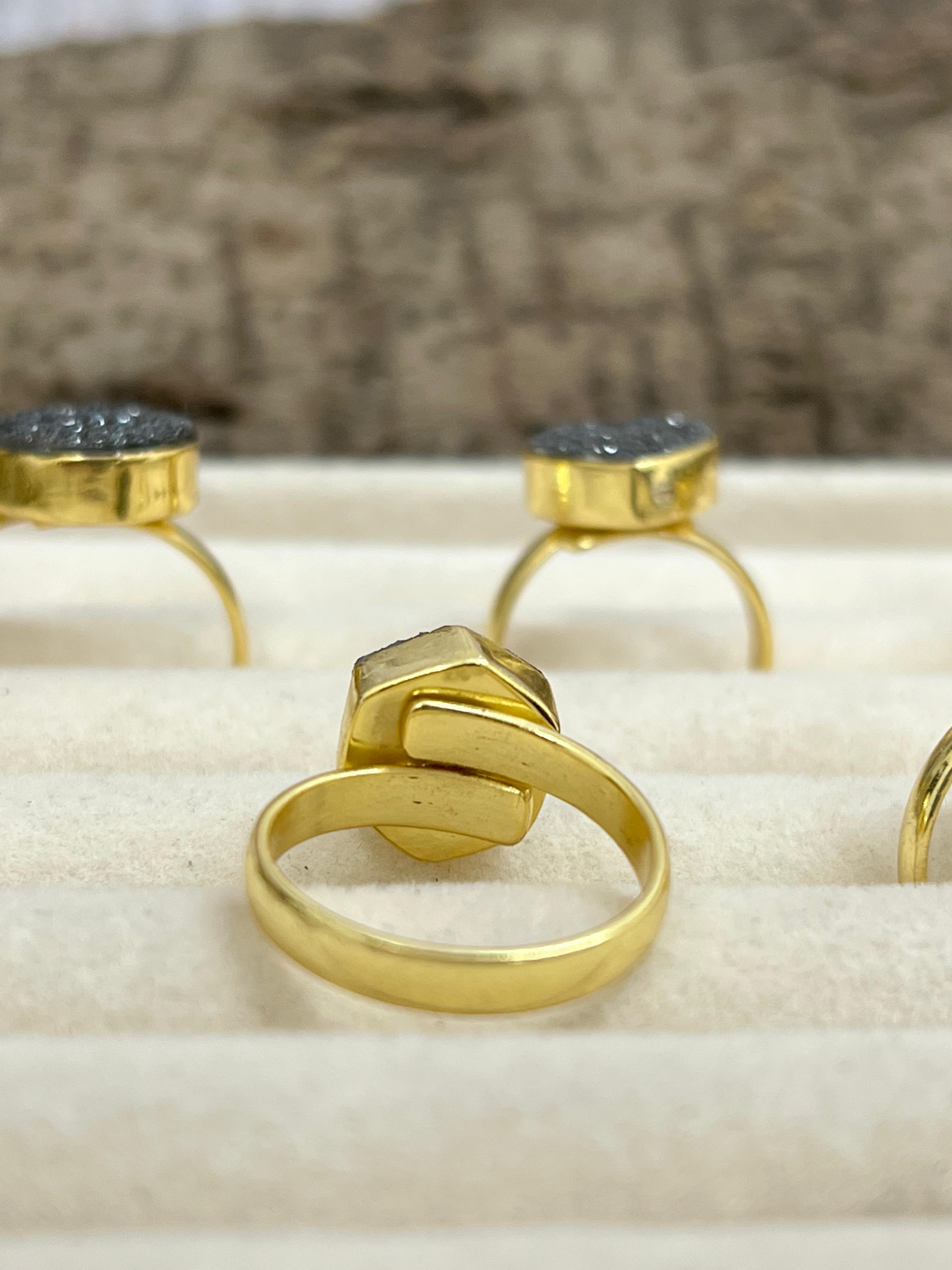 “The Boho Collection” Handmade Natural Charcoal Druzy Adjustable Ring