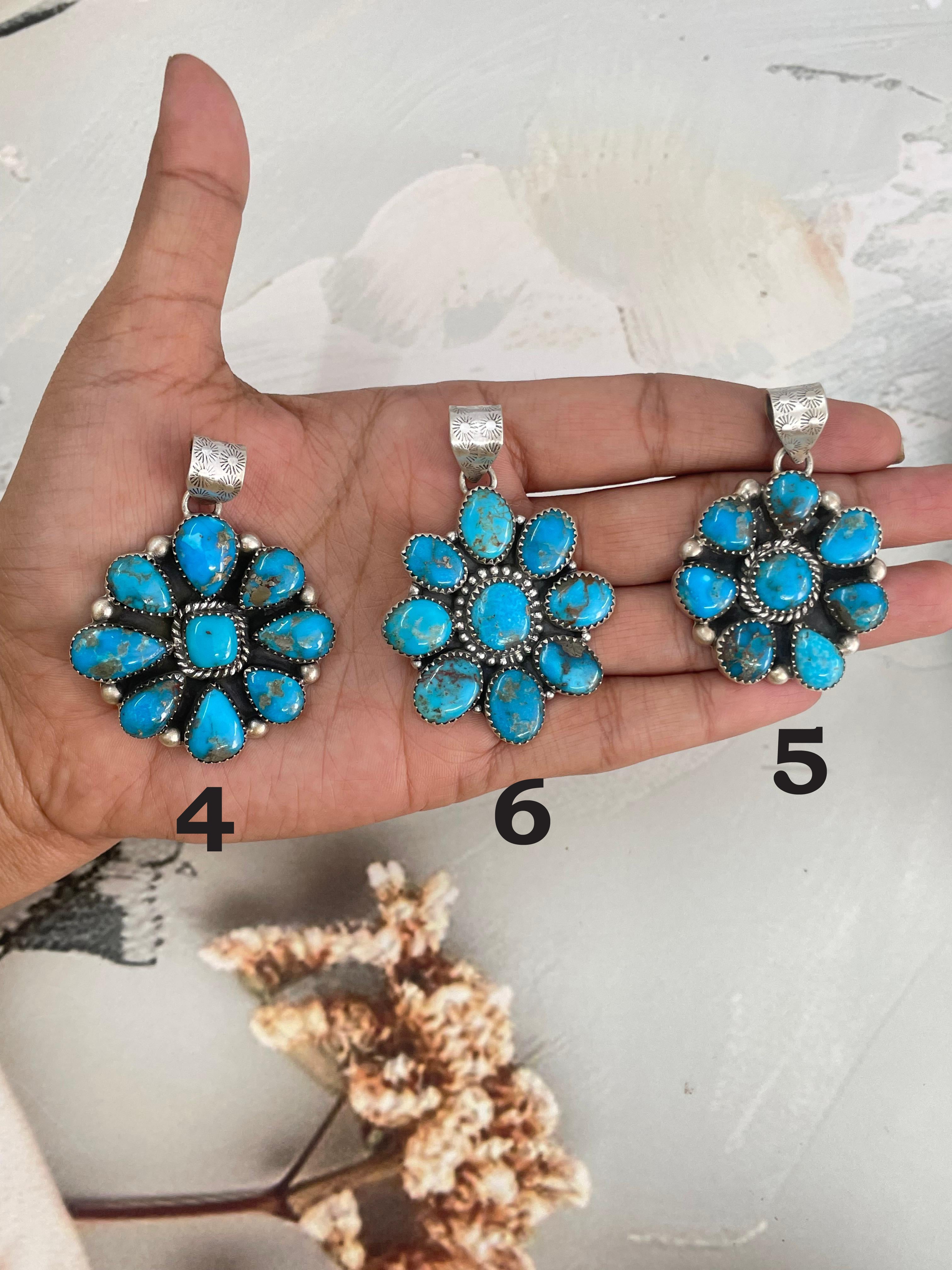 Handmade Sterling Silver Kingman Turquoise Pendant "Signed Nizhoni"