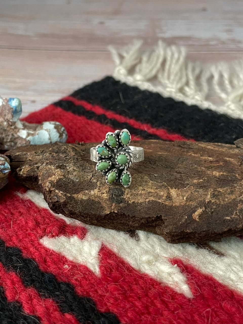 Handmade Sterling Silver Kingman Turquoise Ring "Signed Nizhoni"