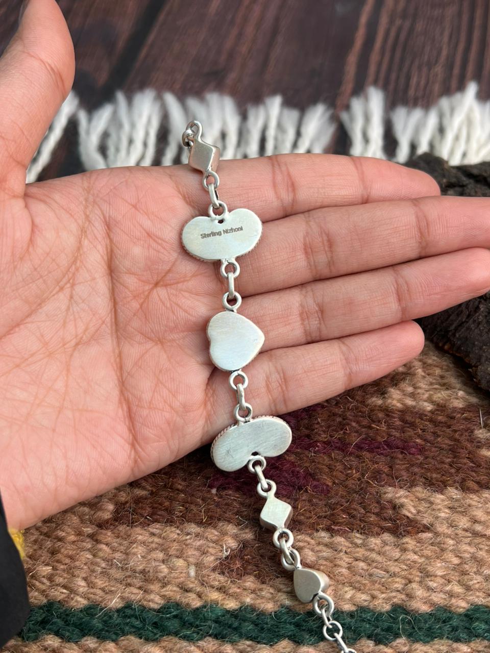 Handmade Sterling Silver Cotton Candy Chain Bracelet "Signed Nizhoni"