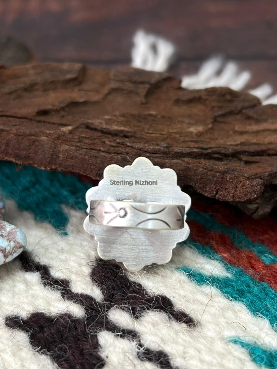 Handmade Sterling Silver Dahlia Rose Adjustable Ring " Signed Nizhoni" (4)