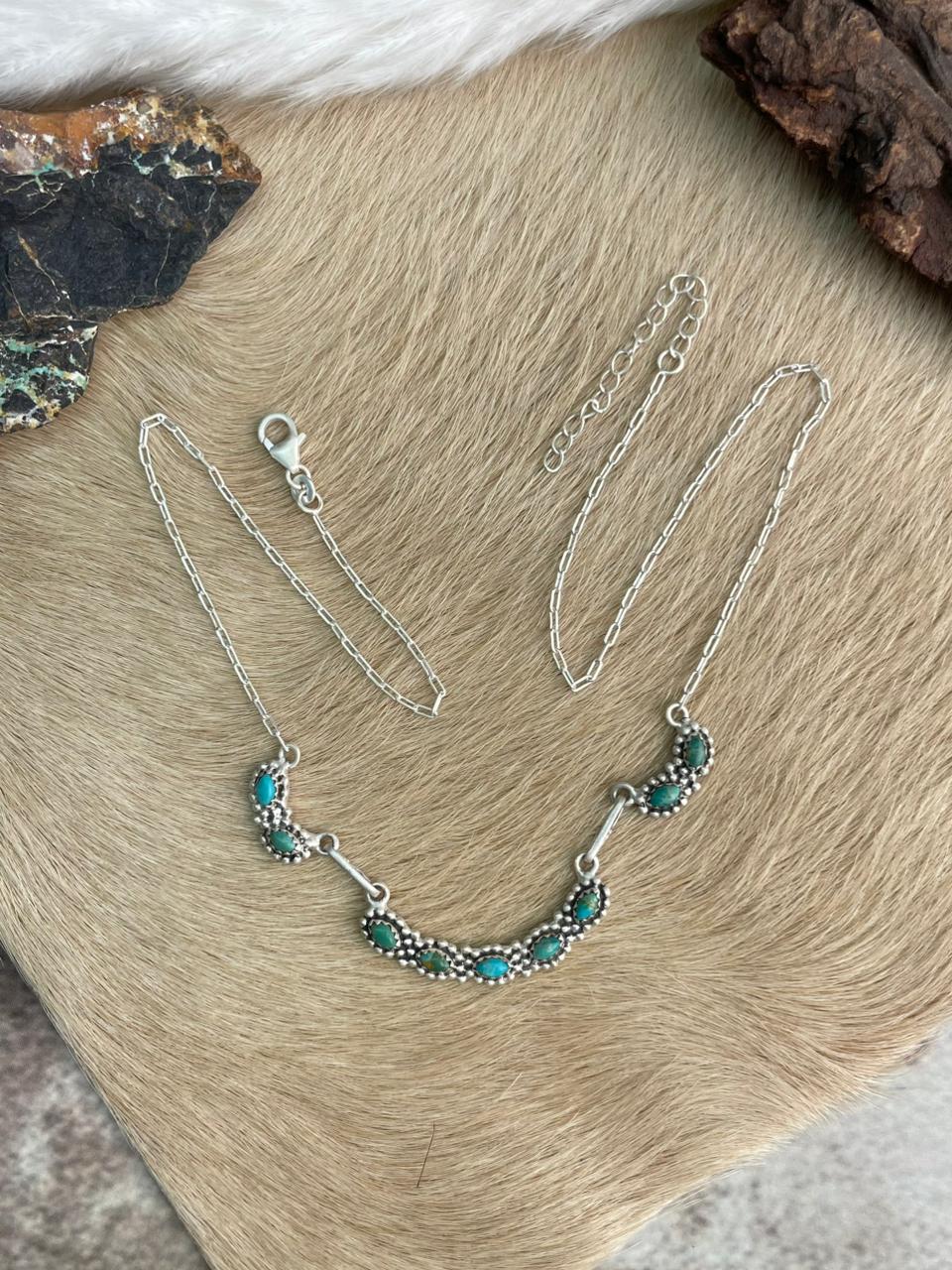 Handmade Sterling Silver Kingman Turquoise Necklace "Signed Nizhoni"