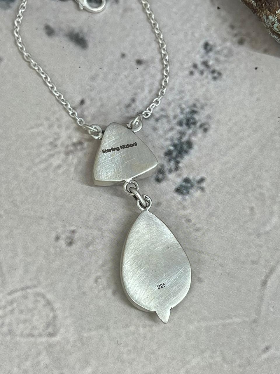 Handmade Sterling Silver Royston Turquoise Necklace with Signed Nizhoni