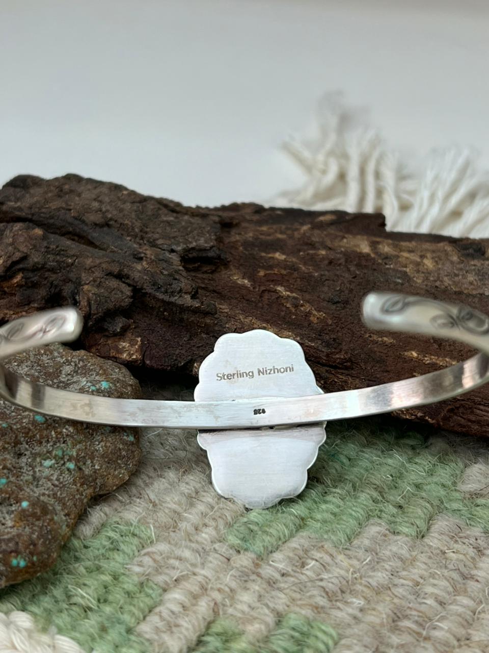 Handmade Sterling Silver Sonoran Mountain Turquoise Cuff Bracelet "Signed Nizhoni"