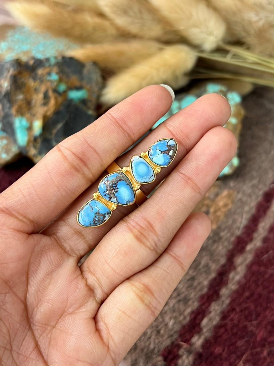 “The Golden Collection” Natural Golden Hills Turquoise Adjustable Ring