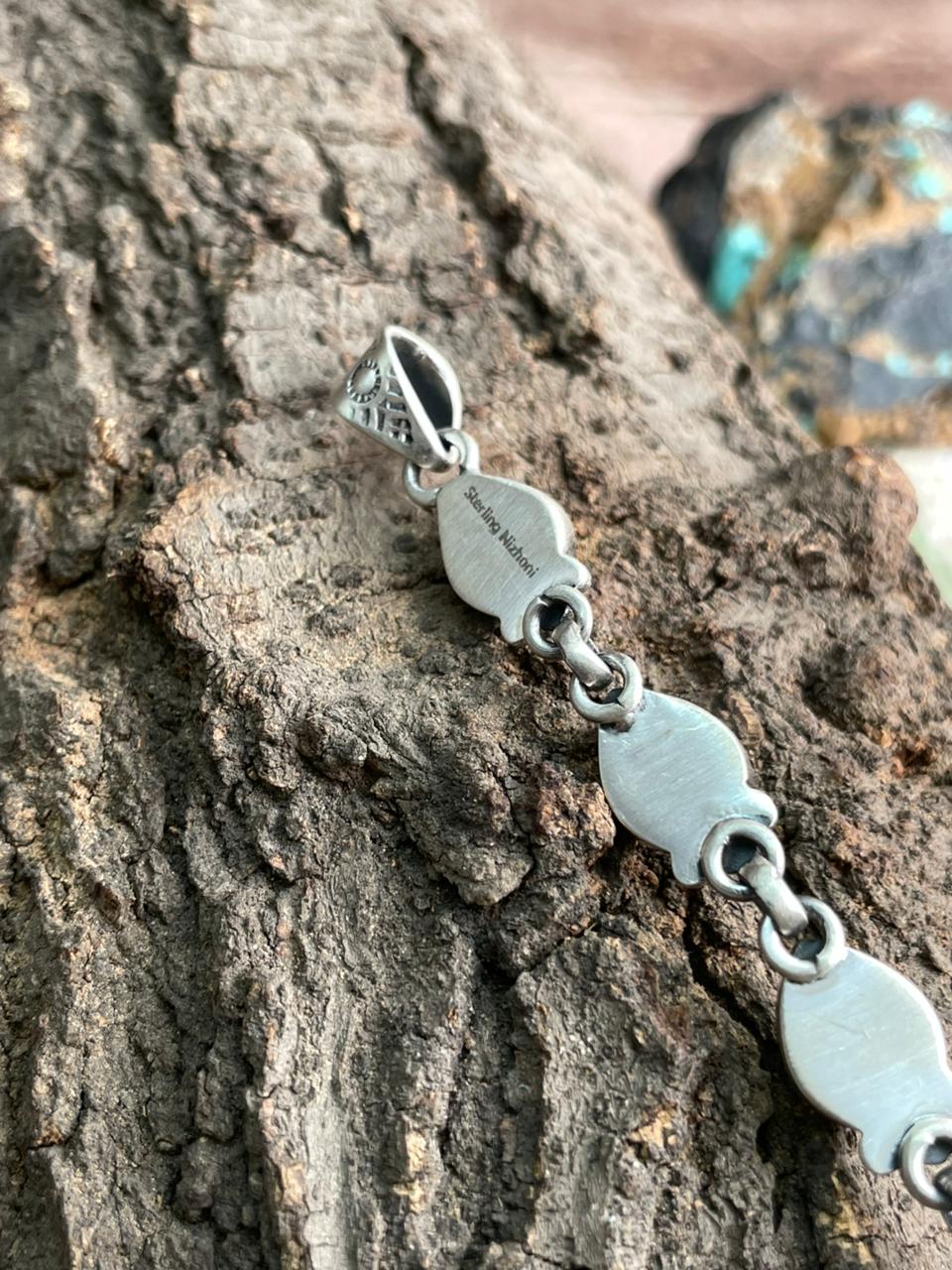 Handmade Sterling Silver Kingman Turquoise Pendant "Signed Nizhoni"