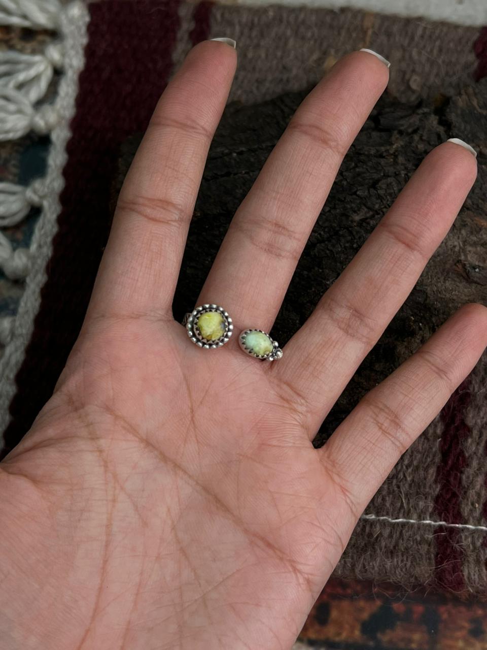 Handmade Sterling Silver Palomino Turquoise Ring "Signed Nizhoni"