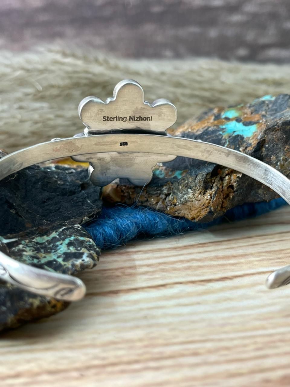 Handmade Sterling Silver Black Onyx Cuff Bracelet "Signed Nizhoni"