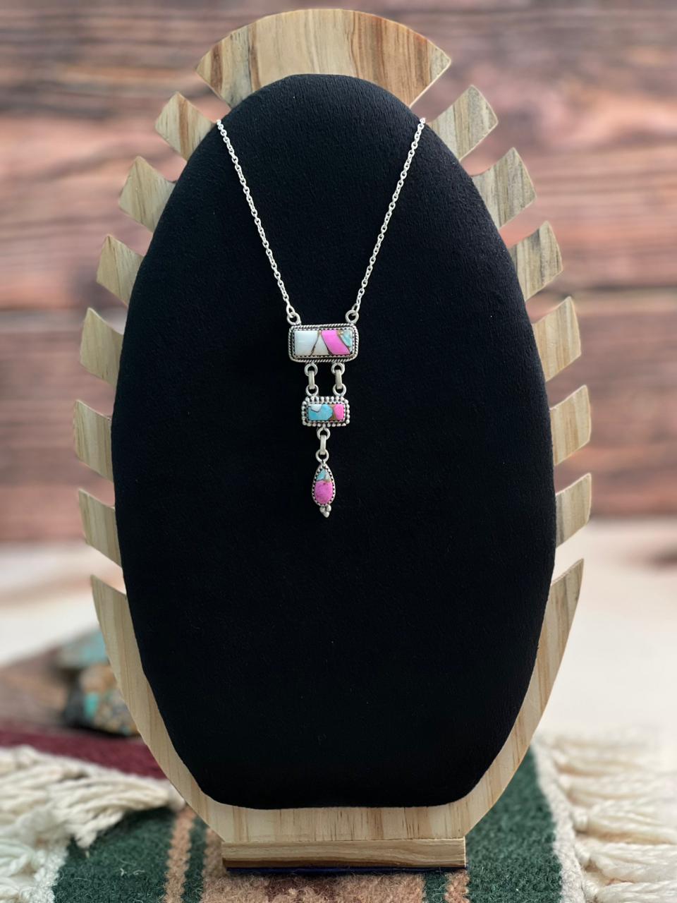 Handmade Sterling Silver Cotton Candy Necklace "Signed Nizhoni"