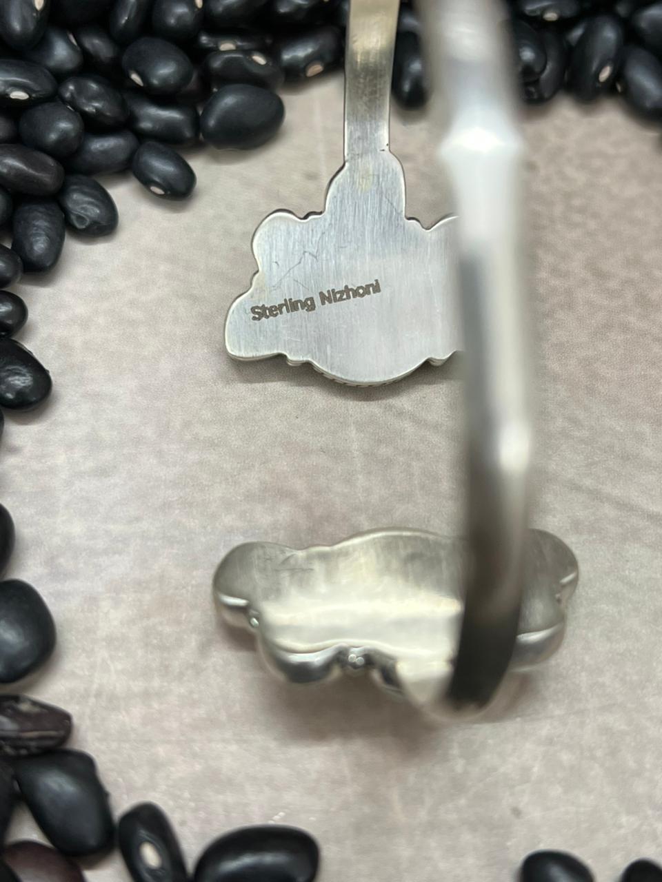 Handmade Sterling Silver Golden Hills with White Collection Bracelet "Signed Nizhoni"