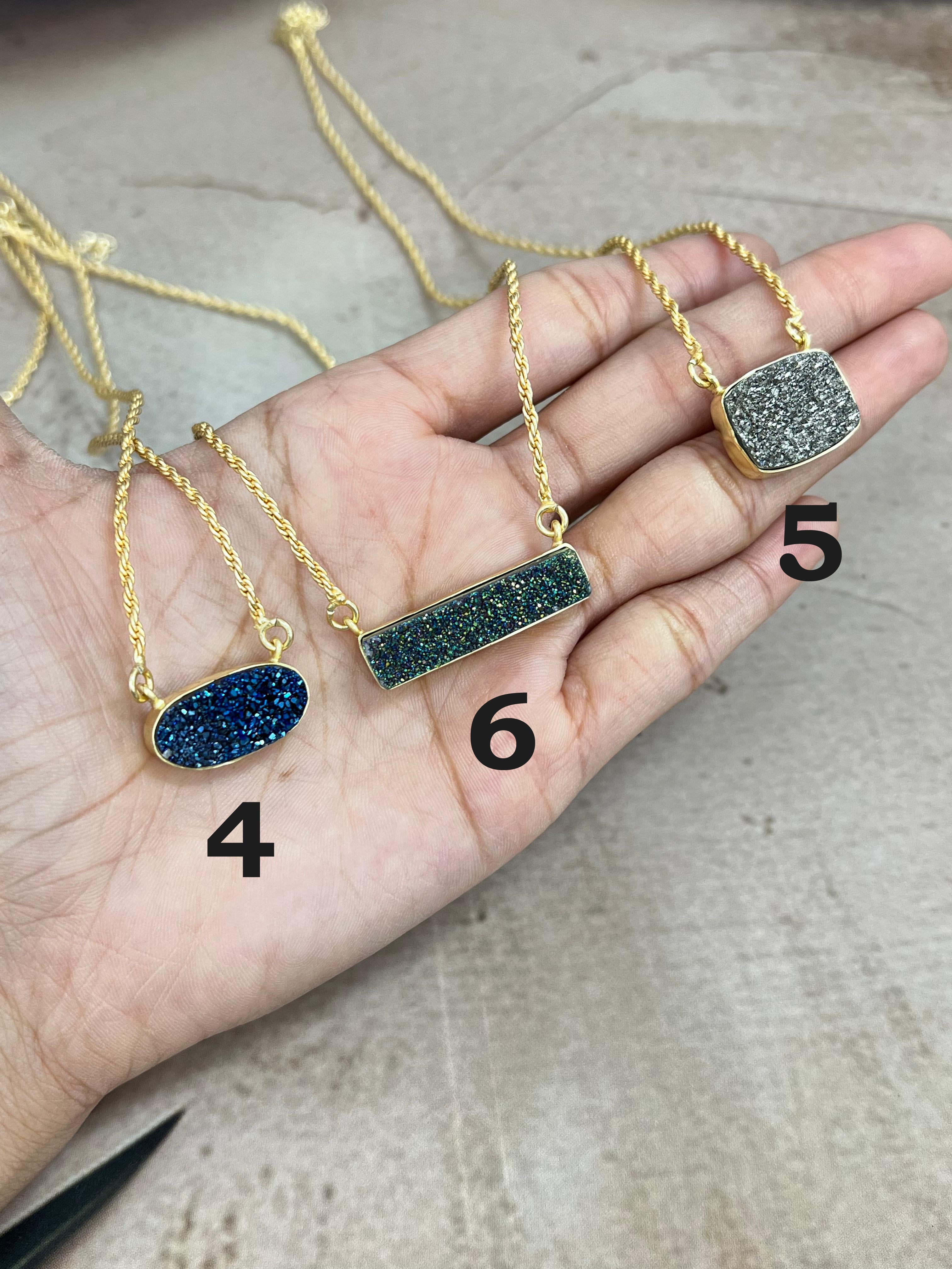 “The Boho Collection” Handmade Druzy Rope Braided Necklace 6 Colors