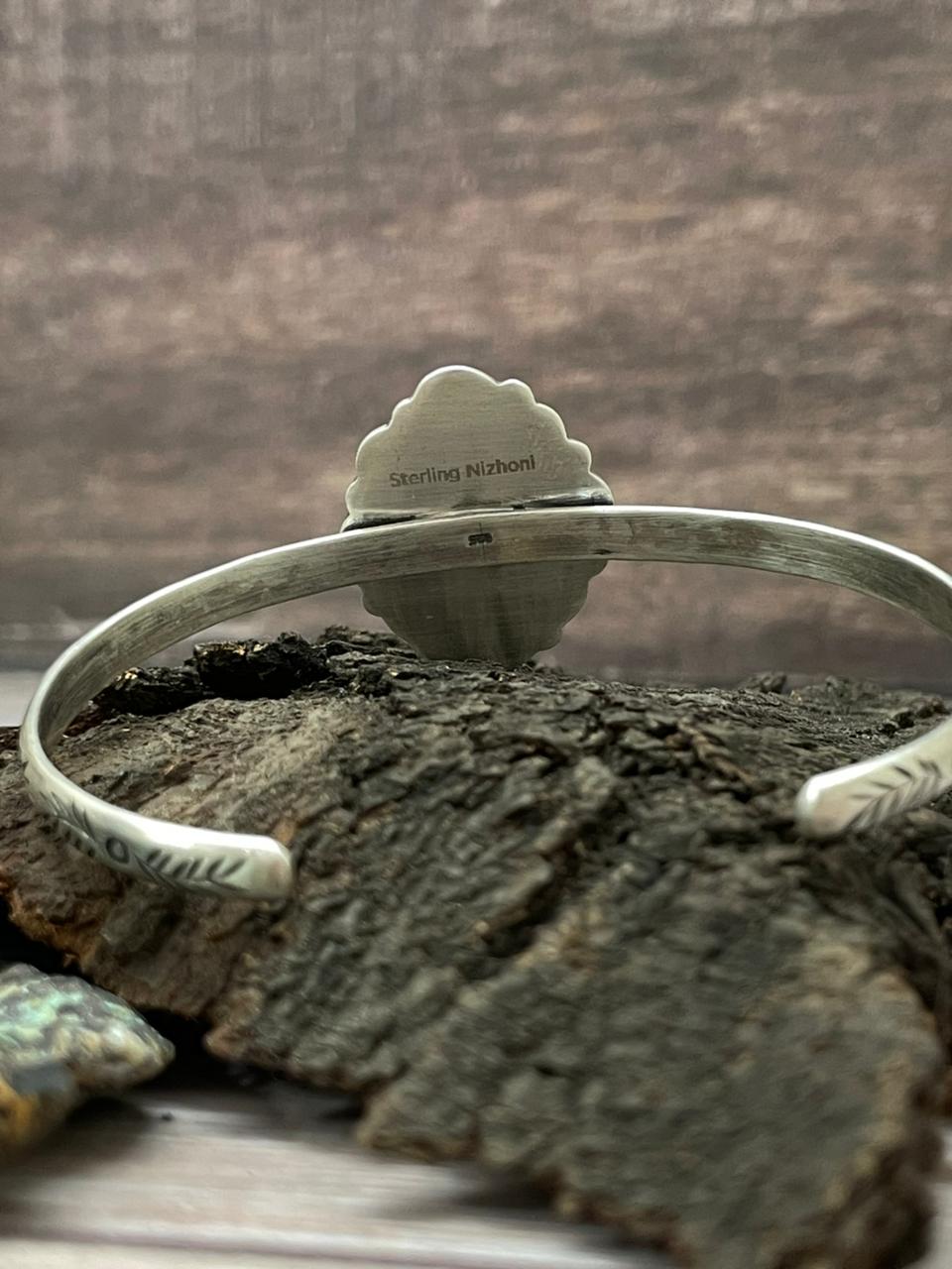 Handmade Sterling Silver Sonoran Mountain Turquoise Cuff Bracelet "Signed Nizhoni"