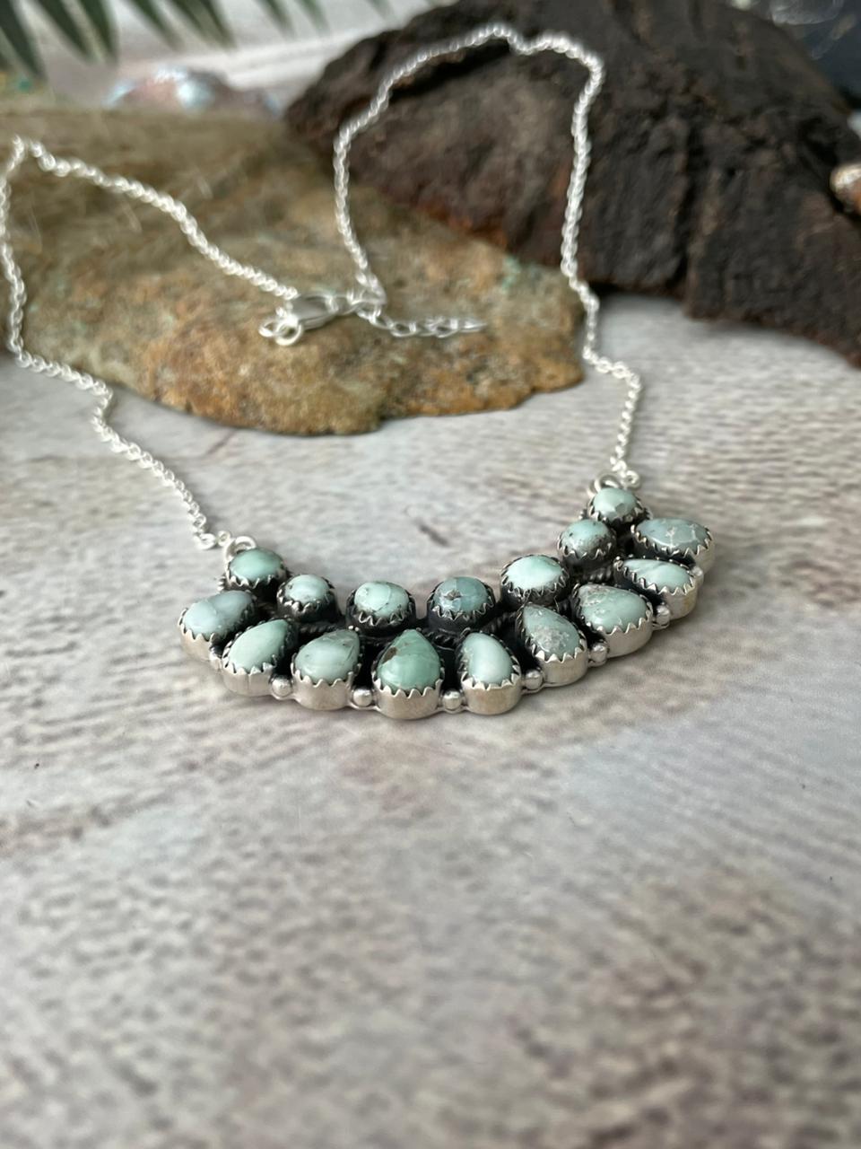 Handmade Sterling Silver Paloma Turquoise Necklace "Signed Nizhoni"