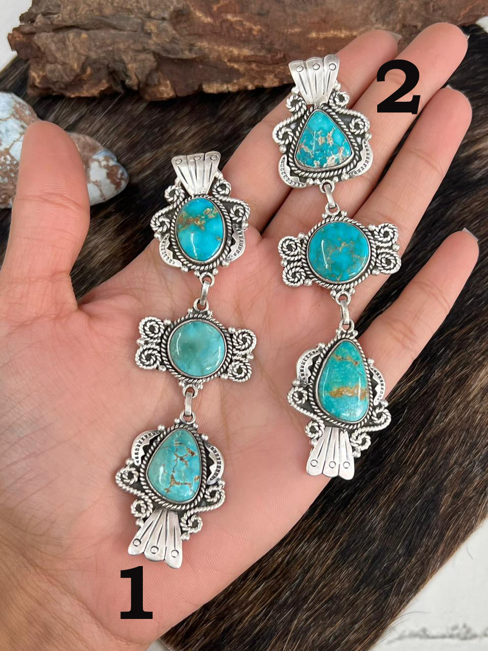 Handmade Sterling Silver Multi Stone Pendant "Signed Nizhoni"