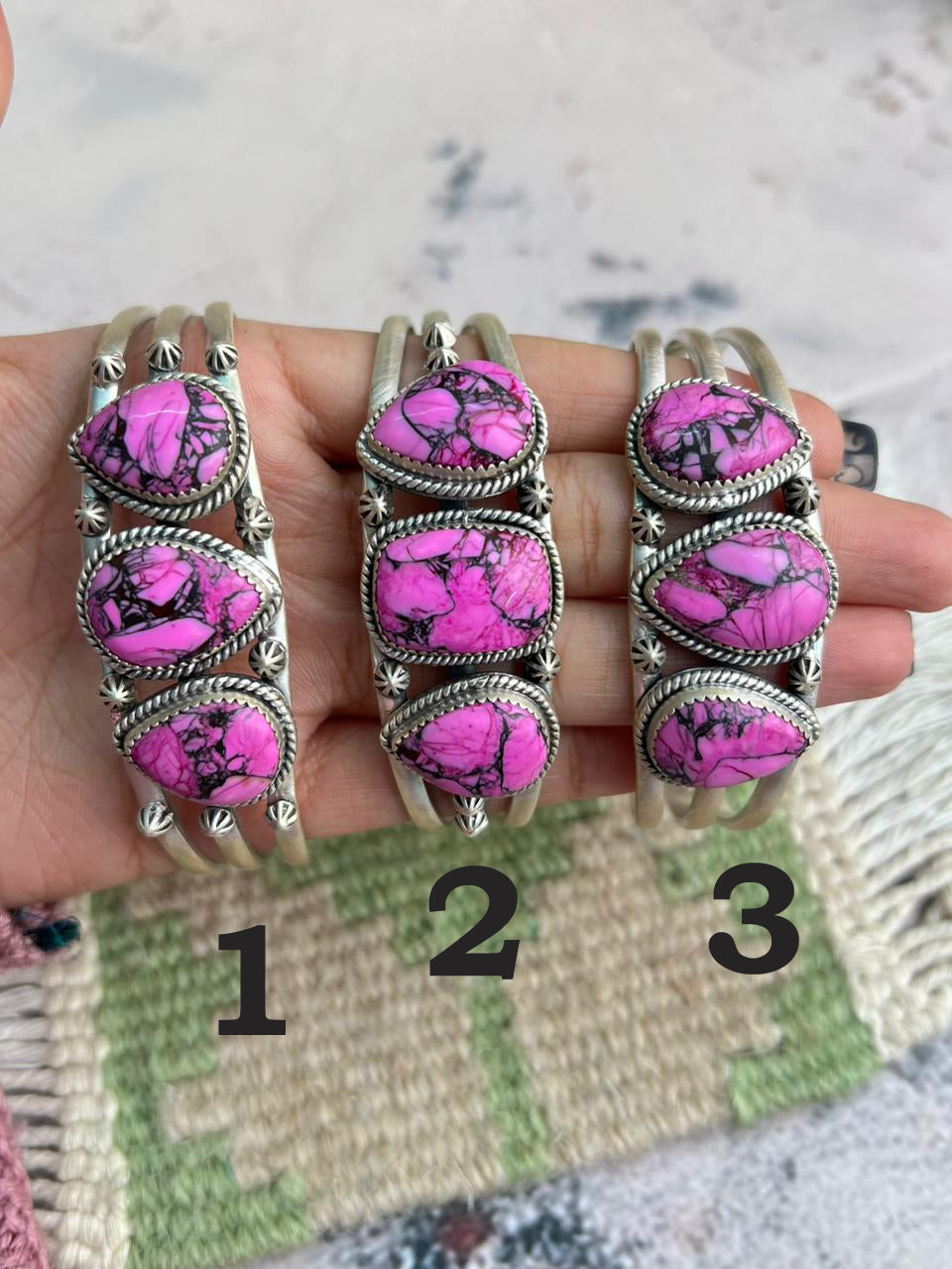 Handmade Sterling Silver Cherry Blossom Cuff Bracelet "Signed Nizhoni"