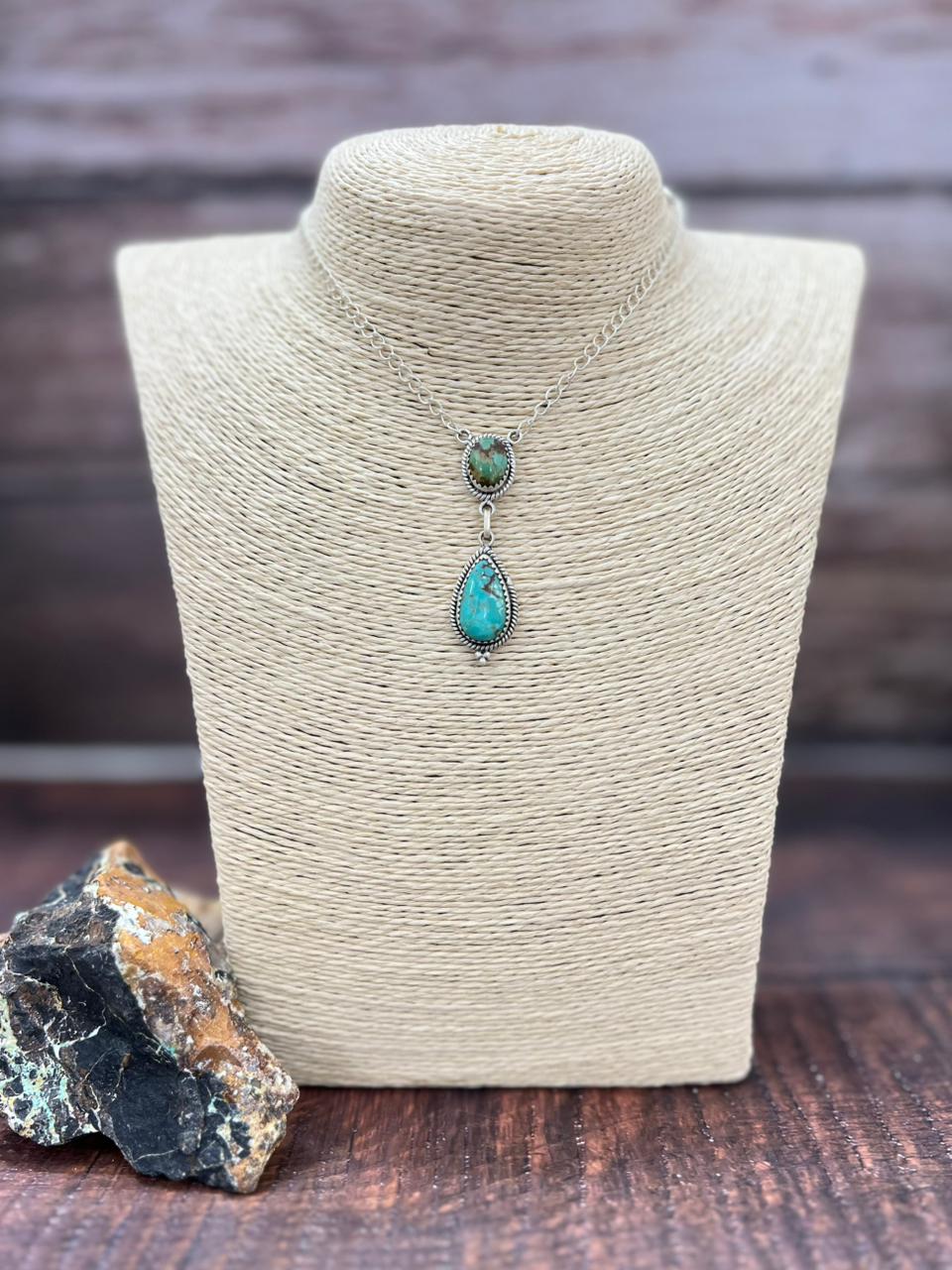 Handmade Sterling Silver Mantis Turquoise Necklace "Signed Nizhoni"