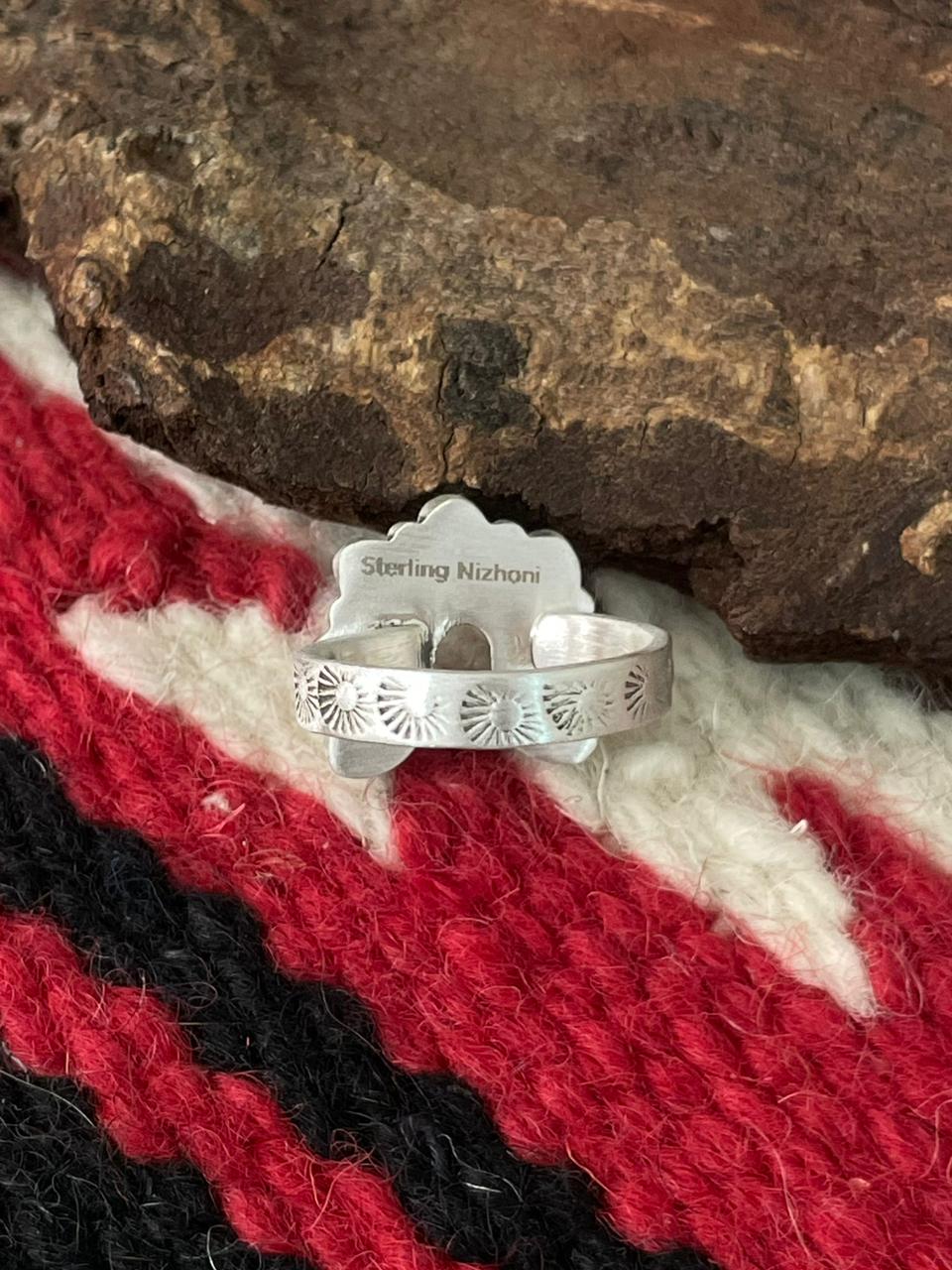 Handmade Sterling Silver White Buffalo Ring "Signed Nizhoni"