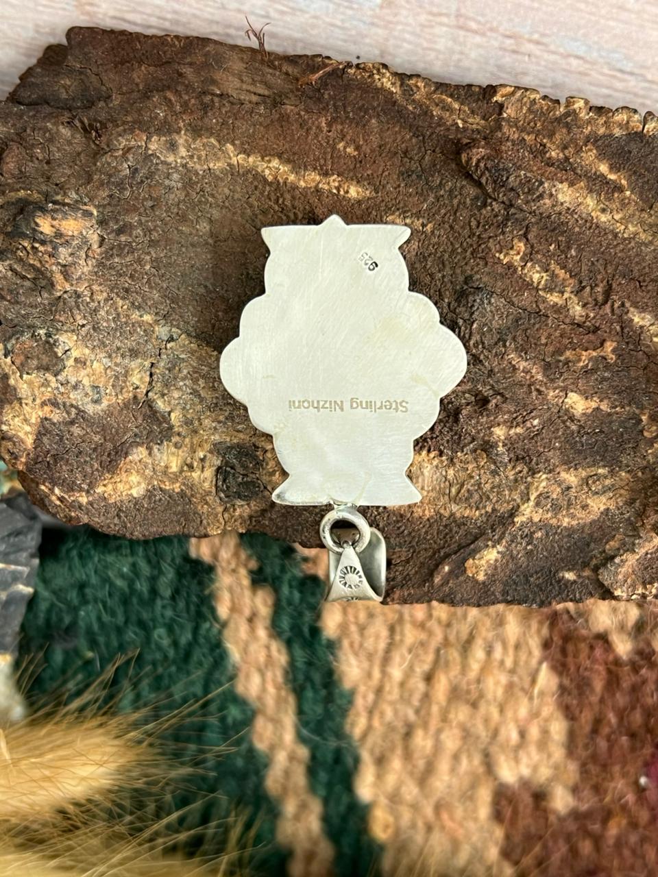 Handmade Sterling Silver Kingman Turquoise Pendant "Signed Nizhoni"