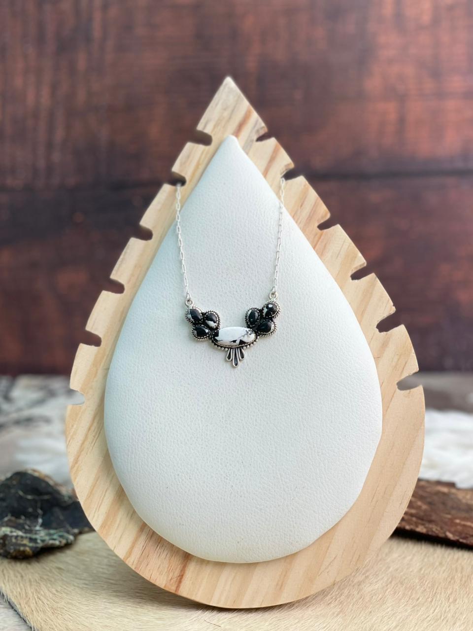 Handmade Sterling Silver White Buffalo Necklace "Signed Nizhoni"