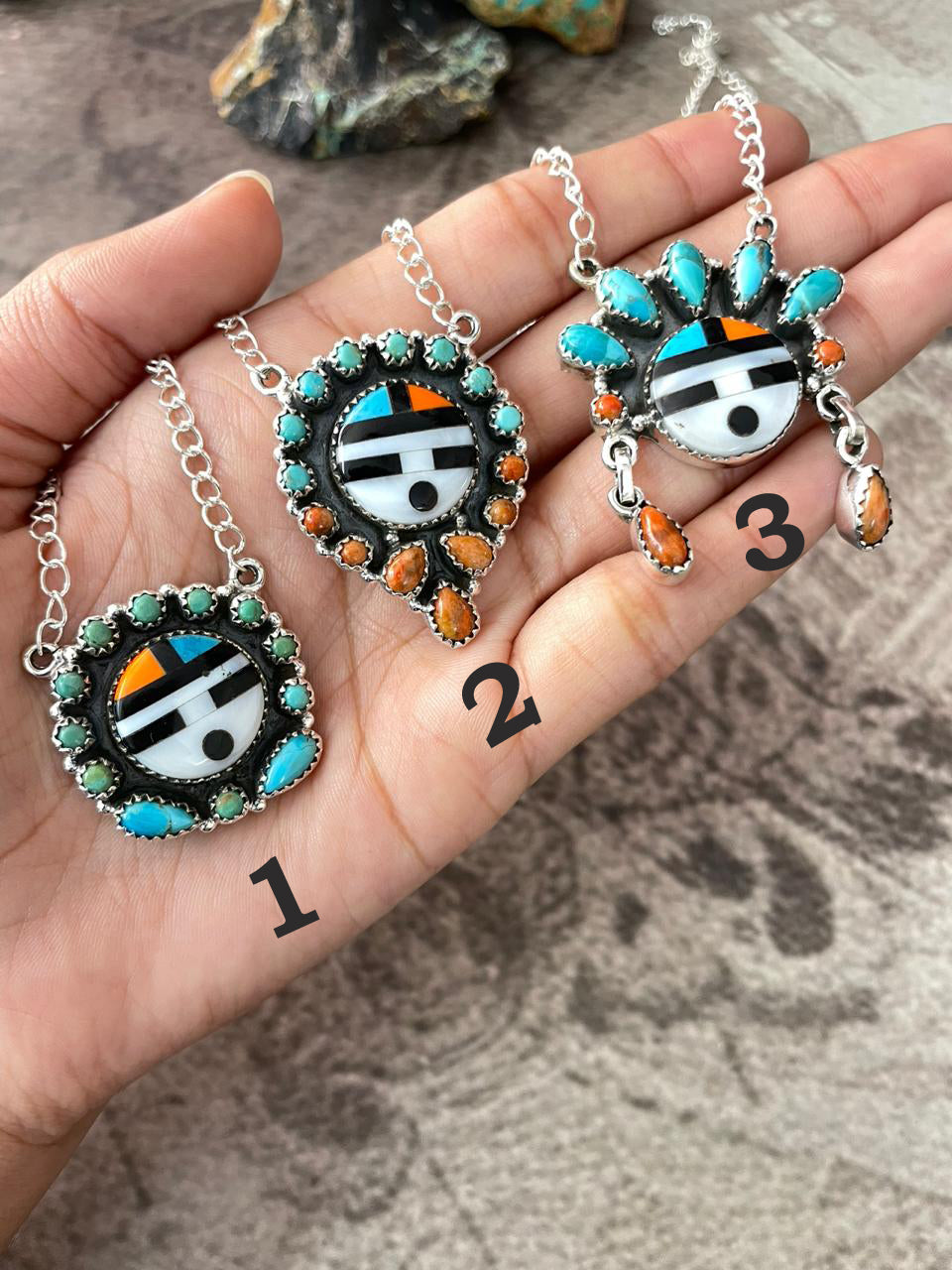 Handmade Sterling Silver Turquoise and MOP Necklace "Signed Nizhoni"