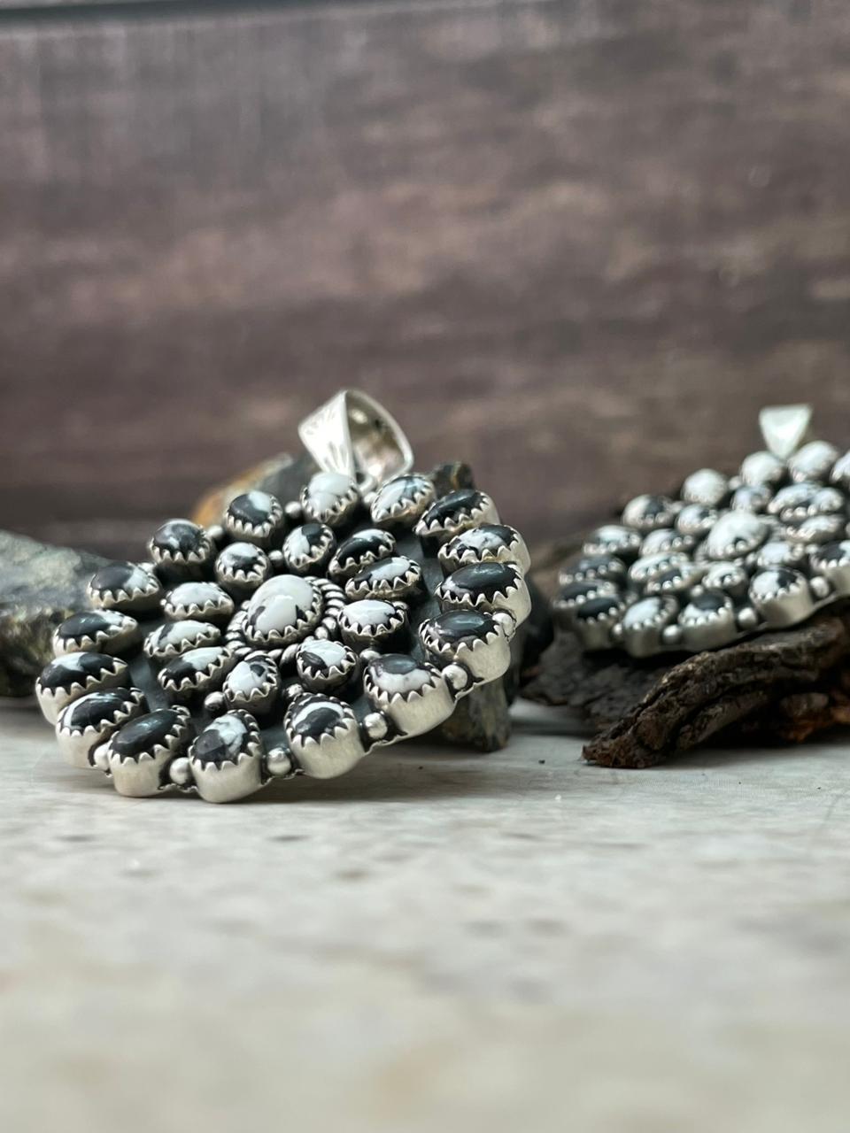 Handmade Sterling Silver White Buffalo Pendant "Signed Nizhoni"