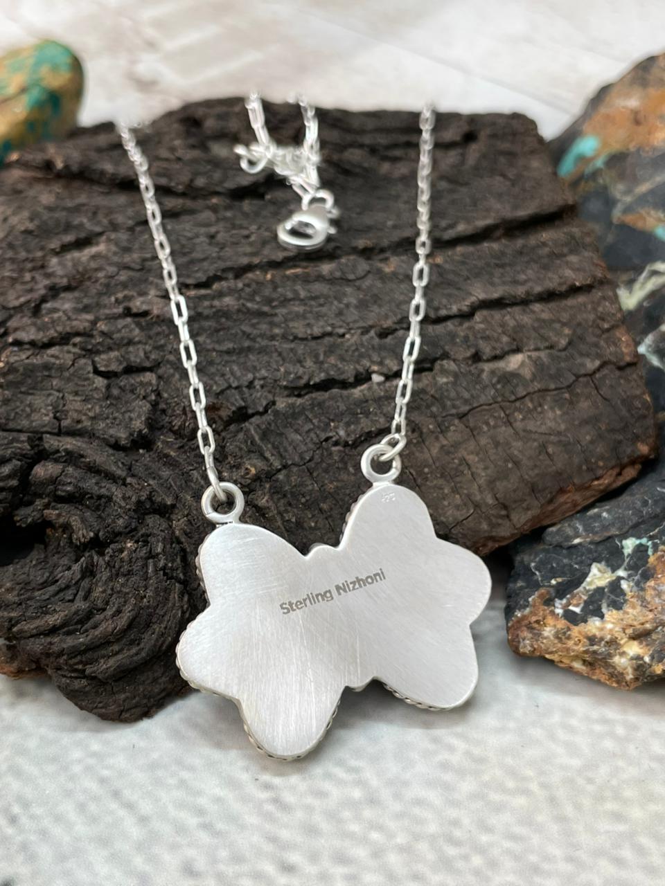 Handmade Sterling Silver Wildhorse Magnesite Necklace "Signed Nizhoni"