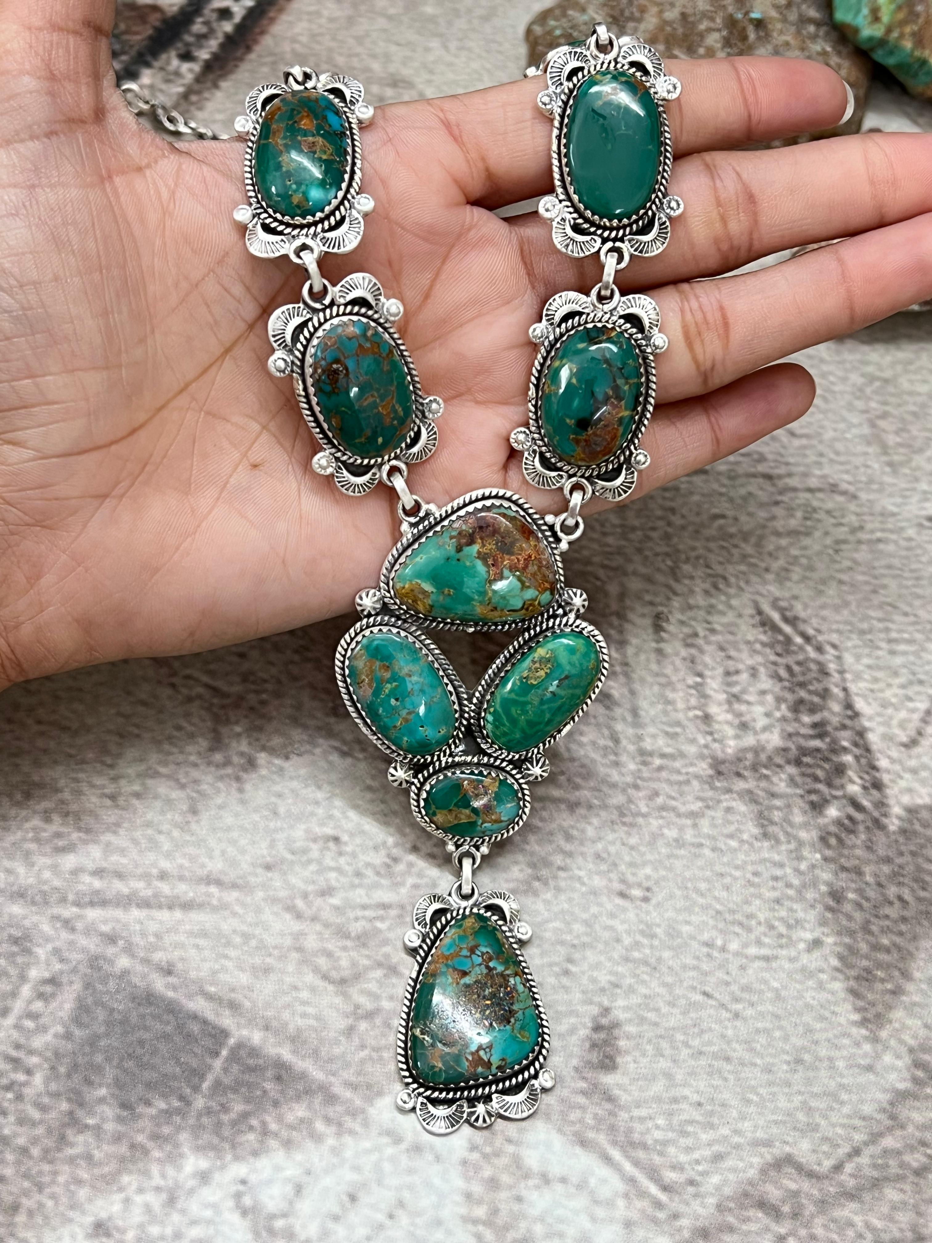 Handmade Sterling Silver Hardy Pit Lariat Necklace with Signed Nizhoni