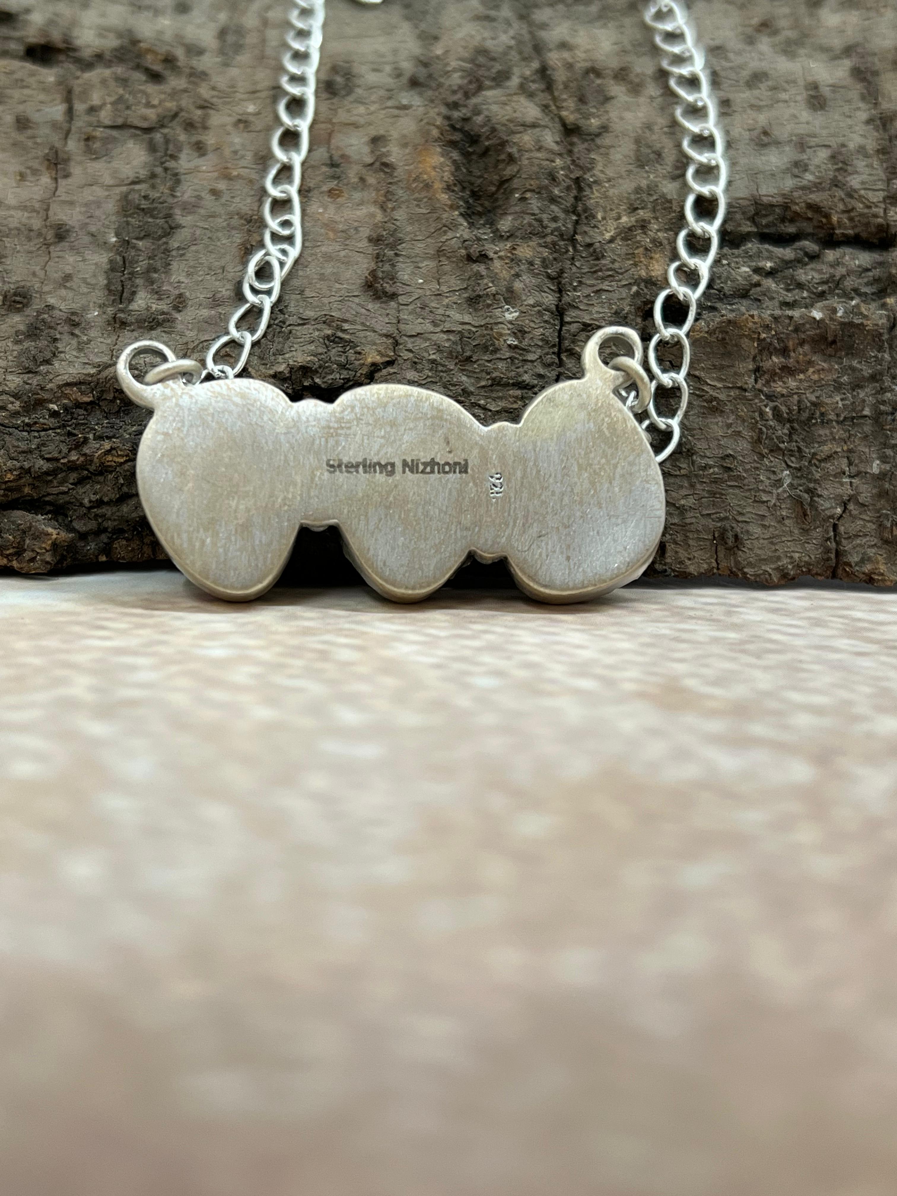 Handmade Sterling Silver Cotton Candy Necklace with Signed Nizhoni